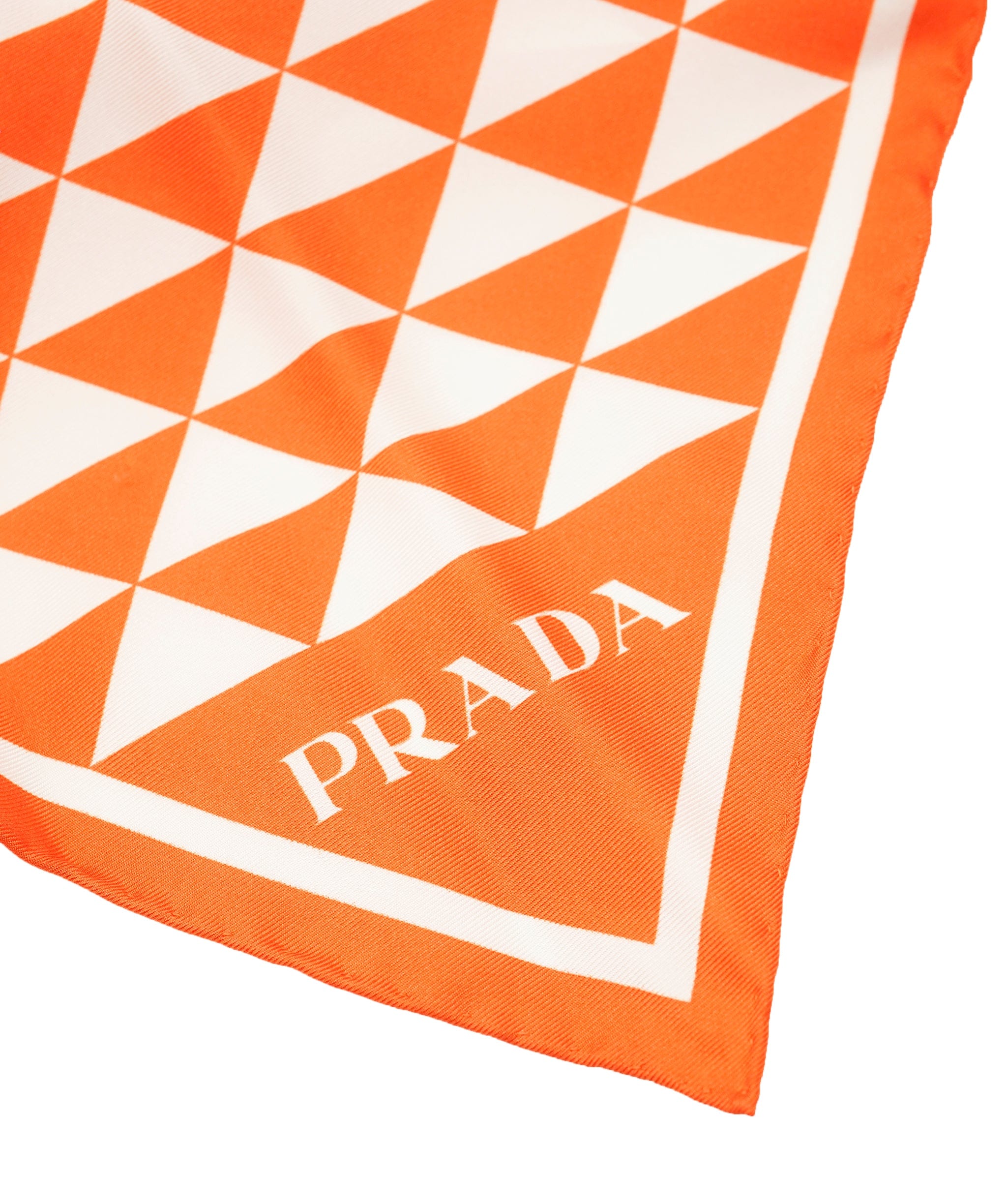 Prada Prada Orange Silk Checked Scarf  ALL1087