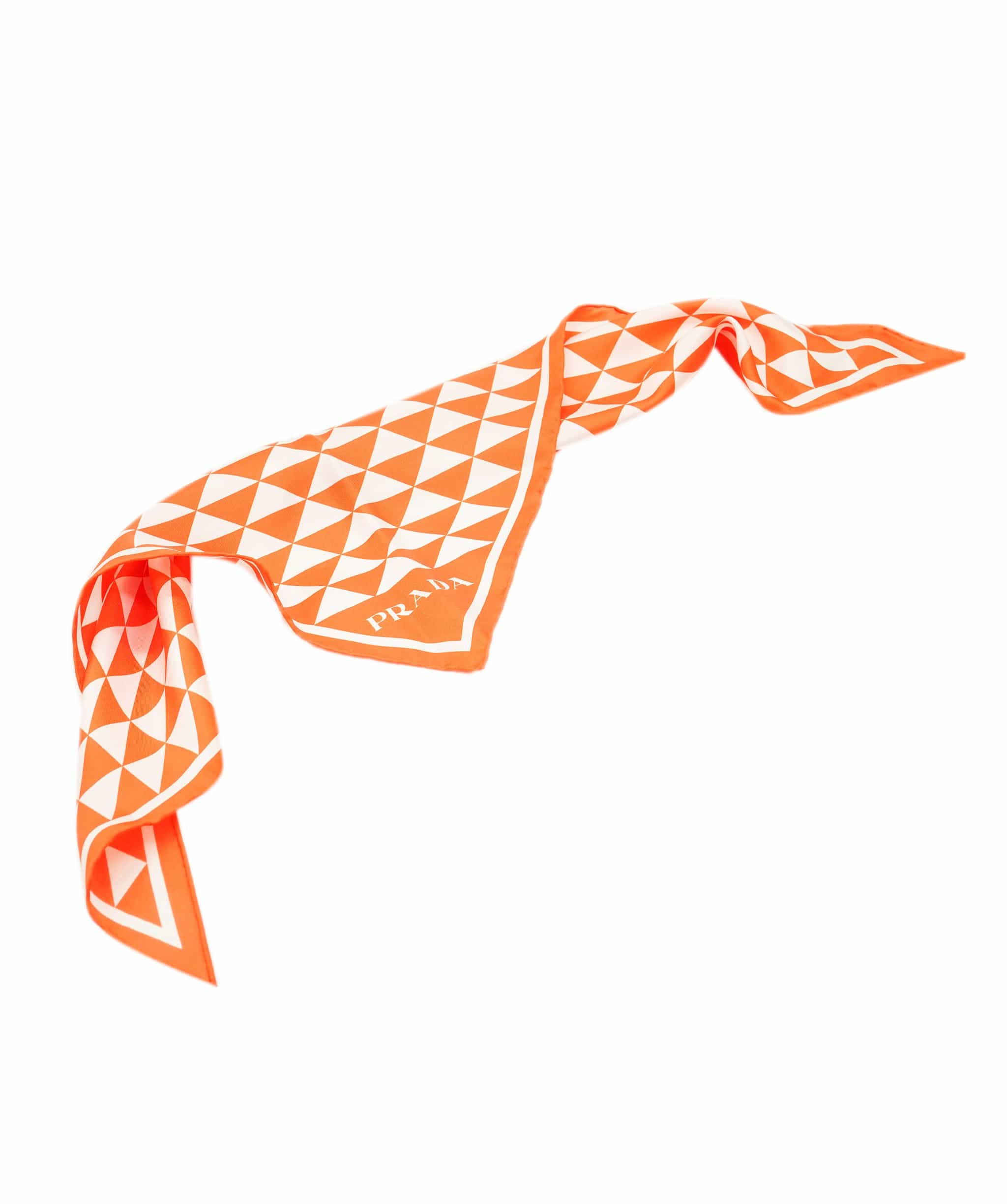 Prada Prada Orange Silk Checked Scarf  ALL1087