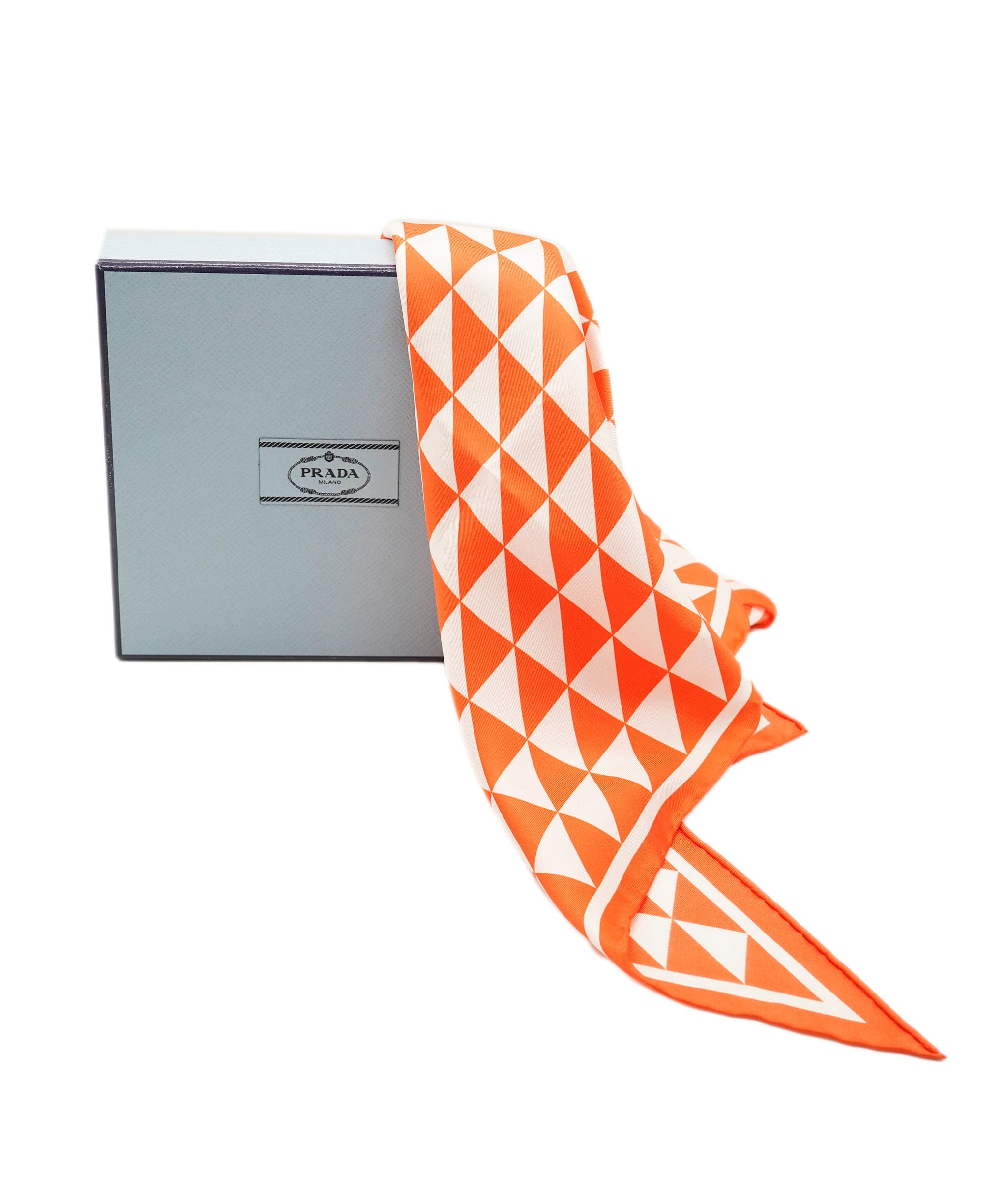 Prada Prada Orange Silk Checked Scarf  ALL1087