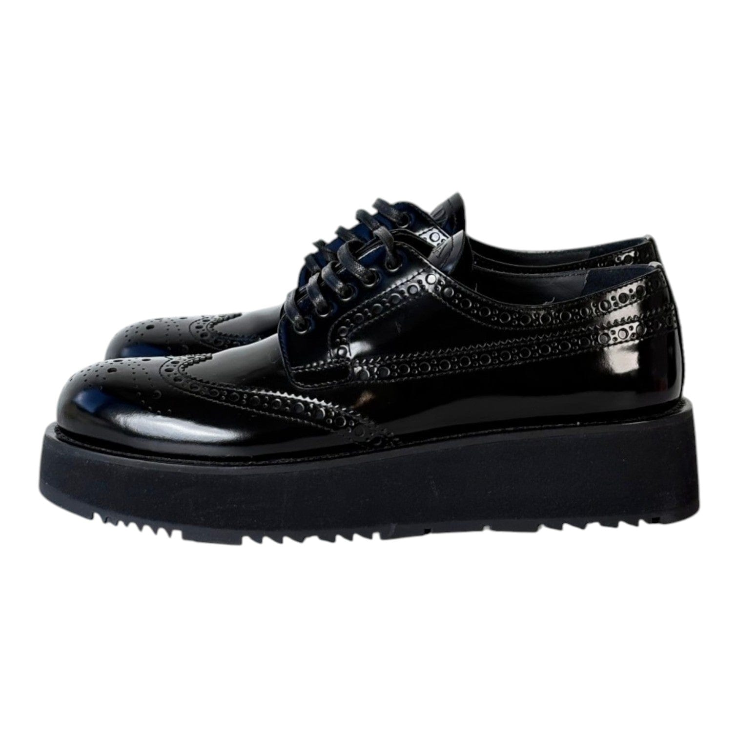 Prada Prada Black Patent Leather Oxford Shoes #37