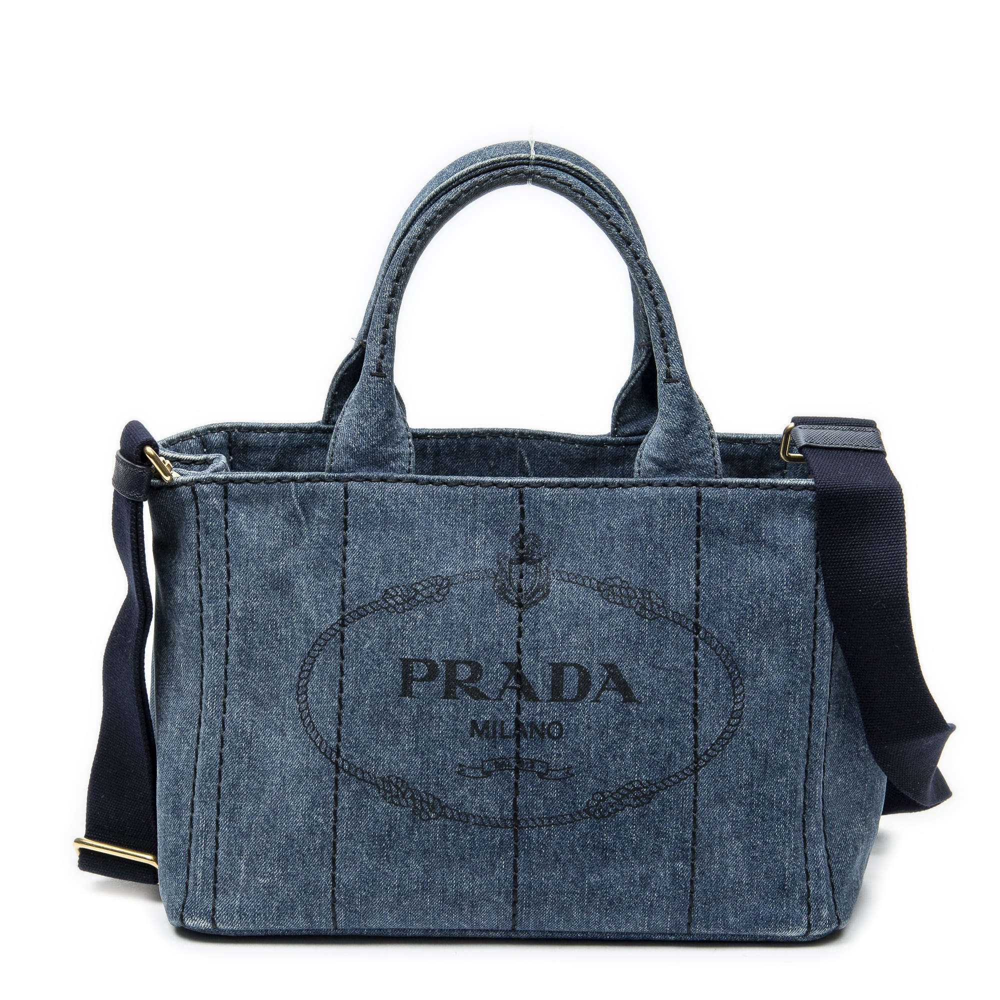Prada Prada Blue Canvas Small Canapa Tote ABC3400