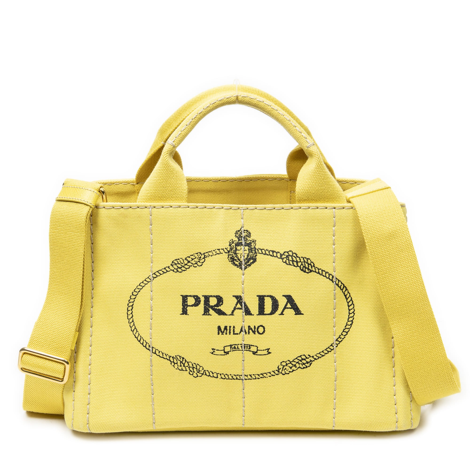 Prada Prada Yellow Canvas Small Canapa Tote ABC3747