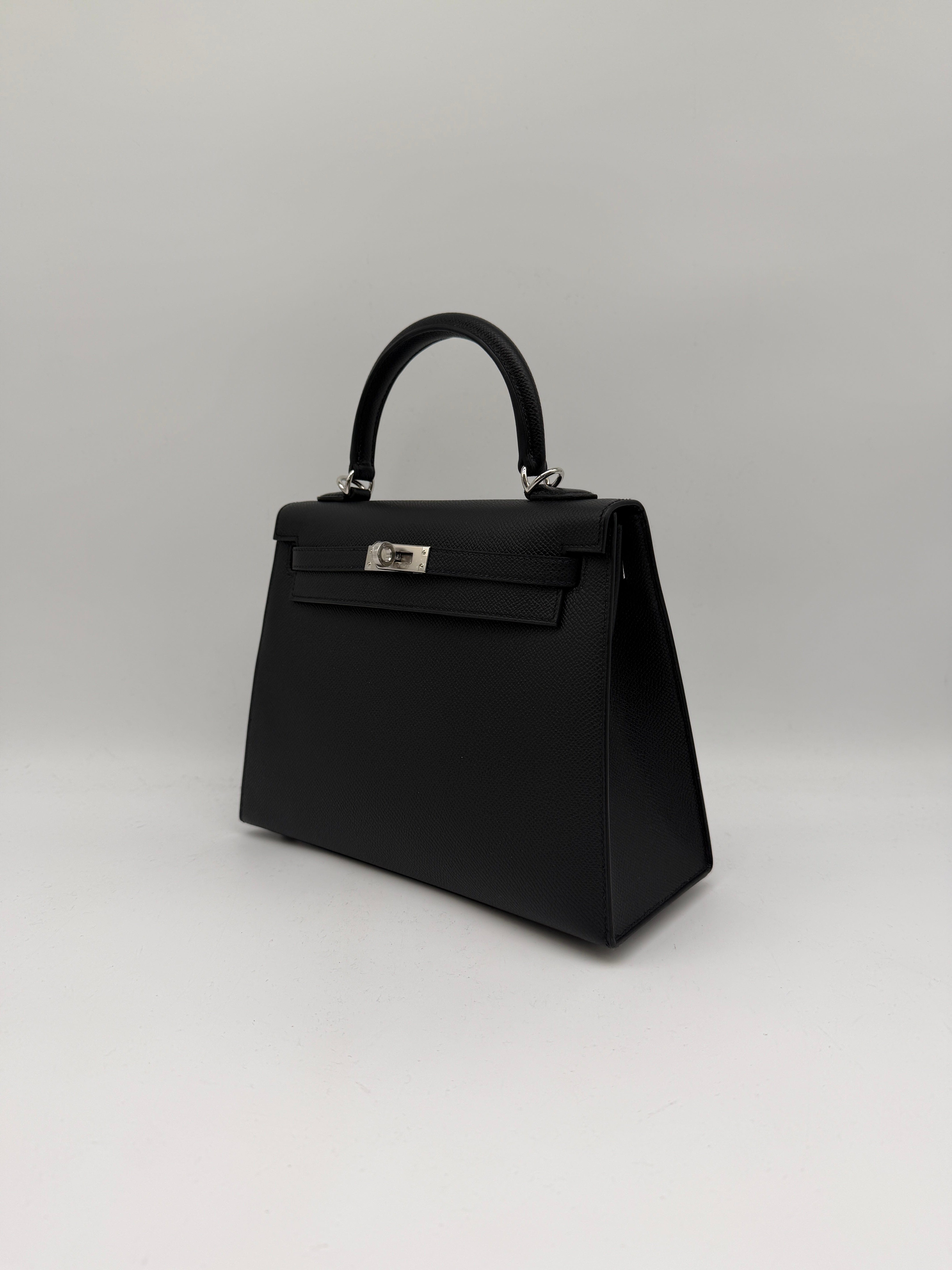 Prime Concierge Hermès Kelly 25 Black Epsom Palladium Hardware
