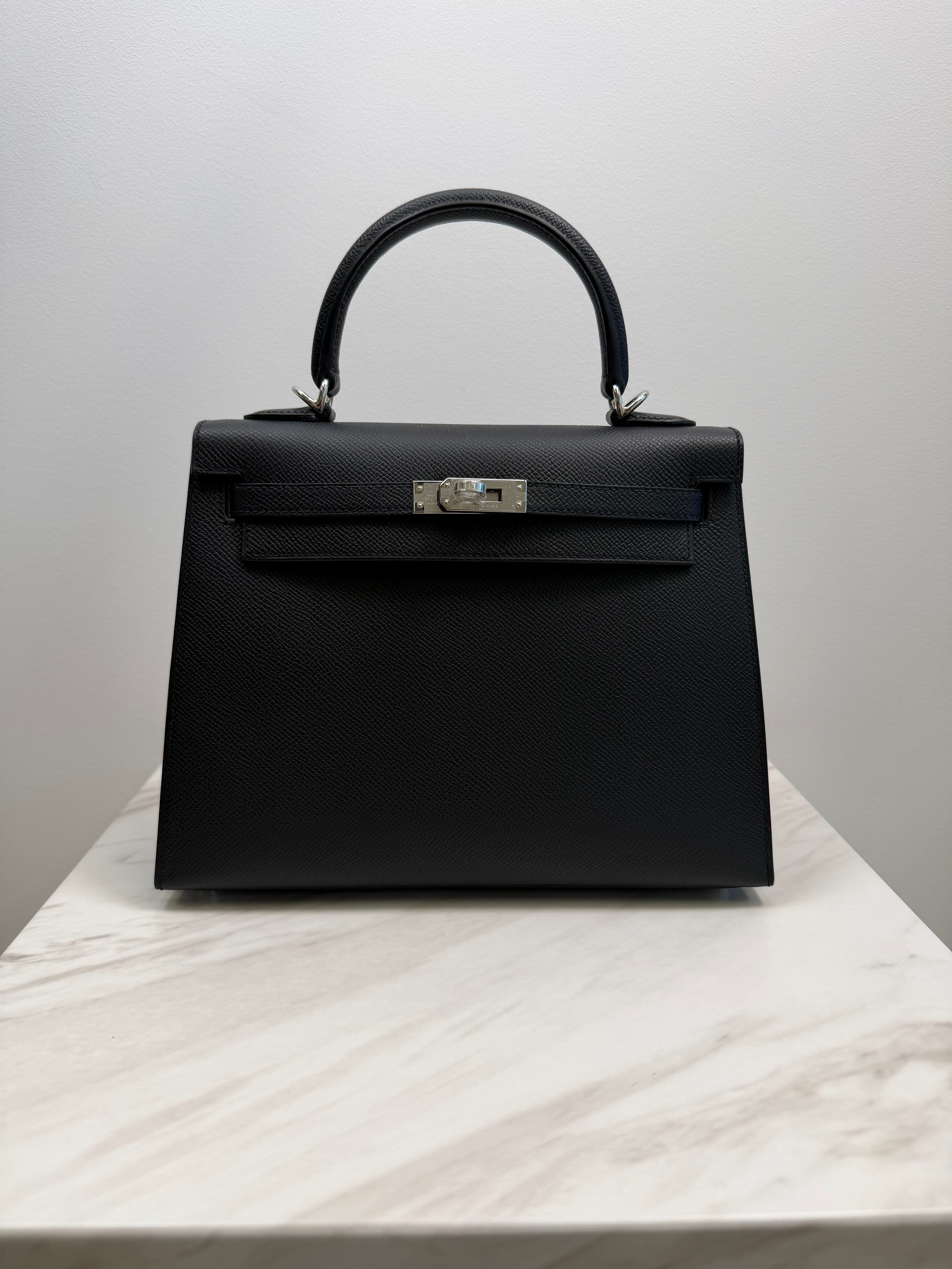 Prime Concierge Hermès Kelly 25 Black Epsom Palladium Hardware