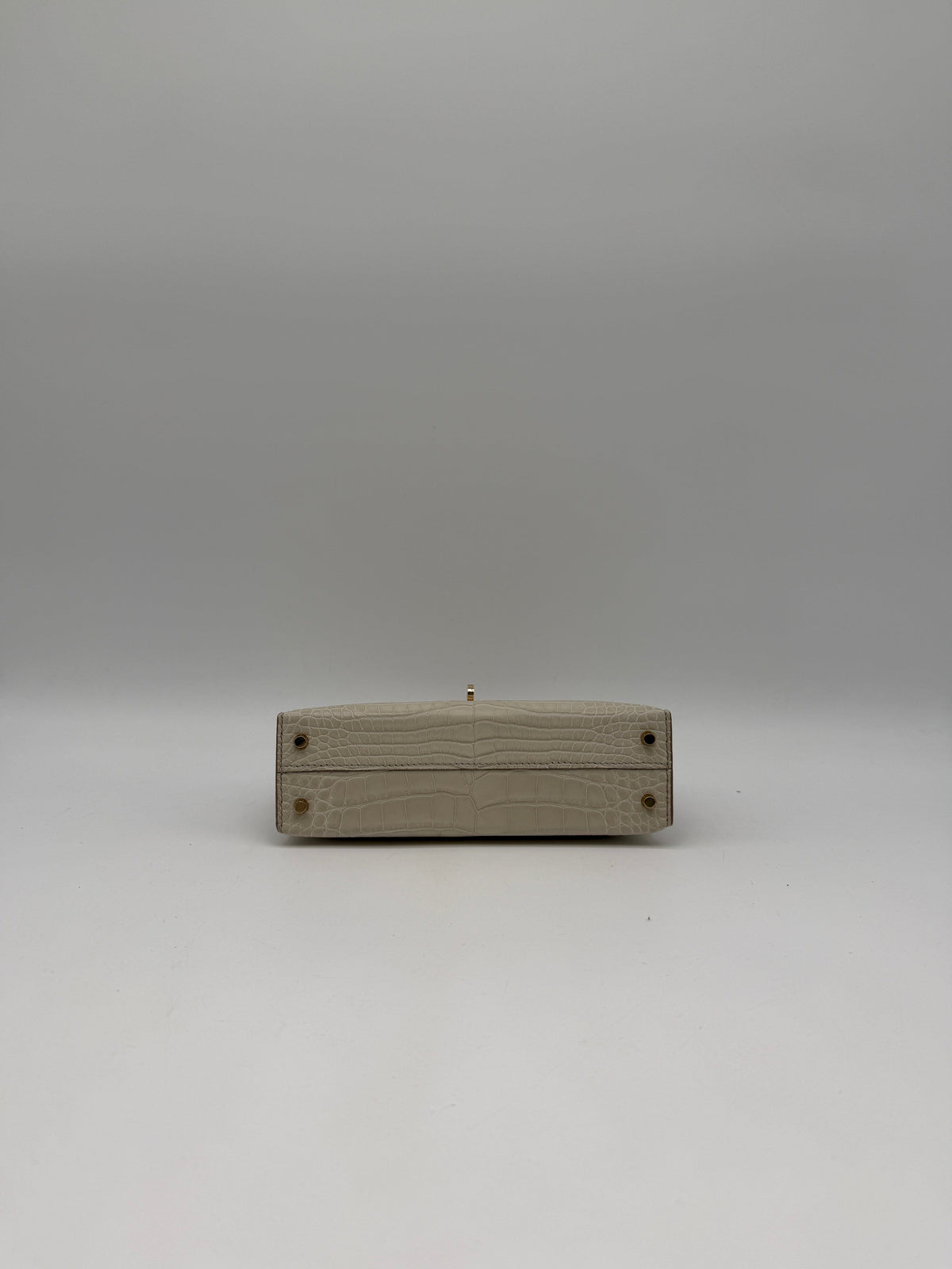 Hermès Mini Kelly Beton Matte Croc Permabrass Hardware