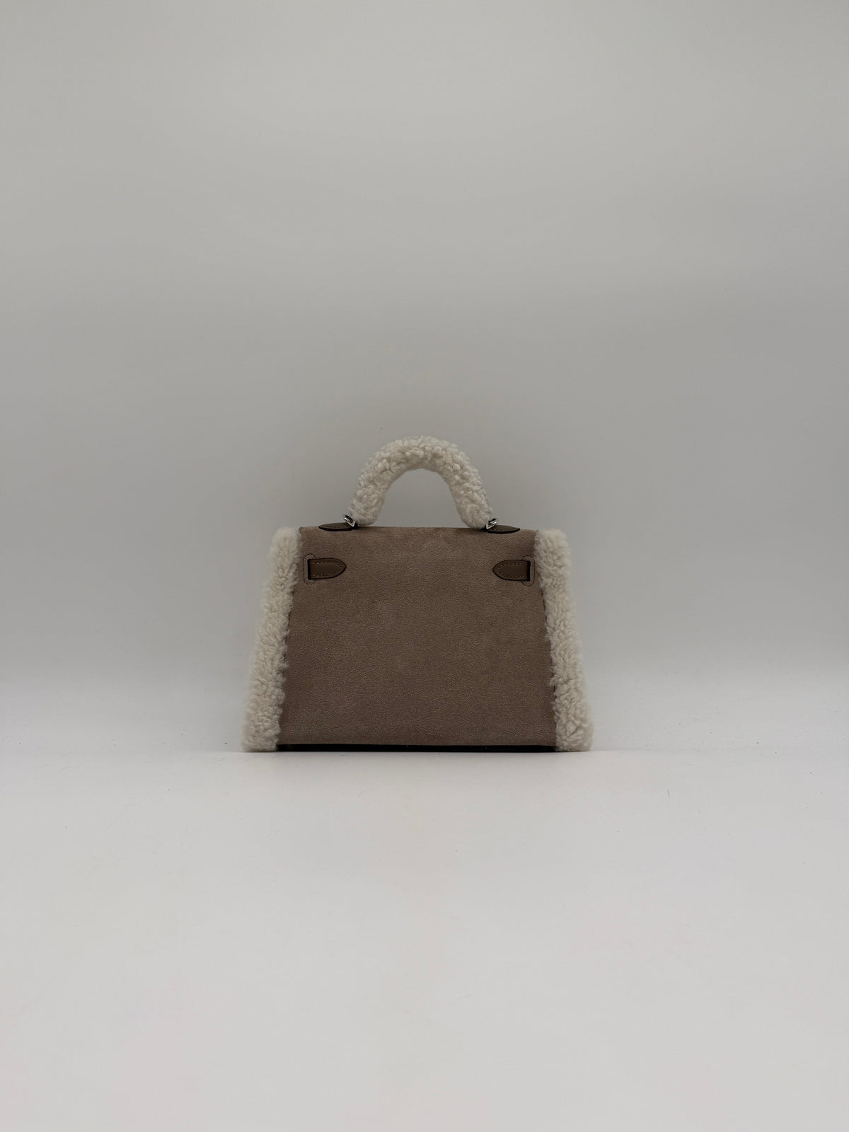 Hermès Mini Kelly Teddy Gris Caillou/ Etoupe/ Ecru Grizzly/ Mouton Merinos/ Swift Palladium Hardware