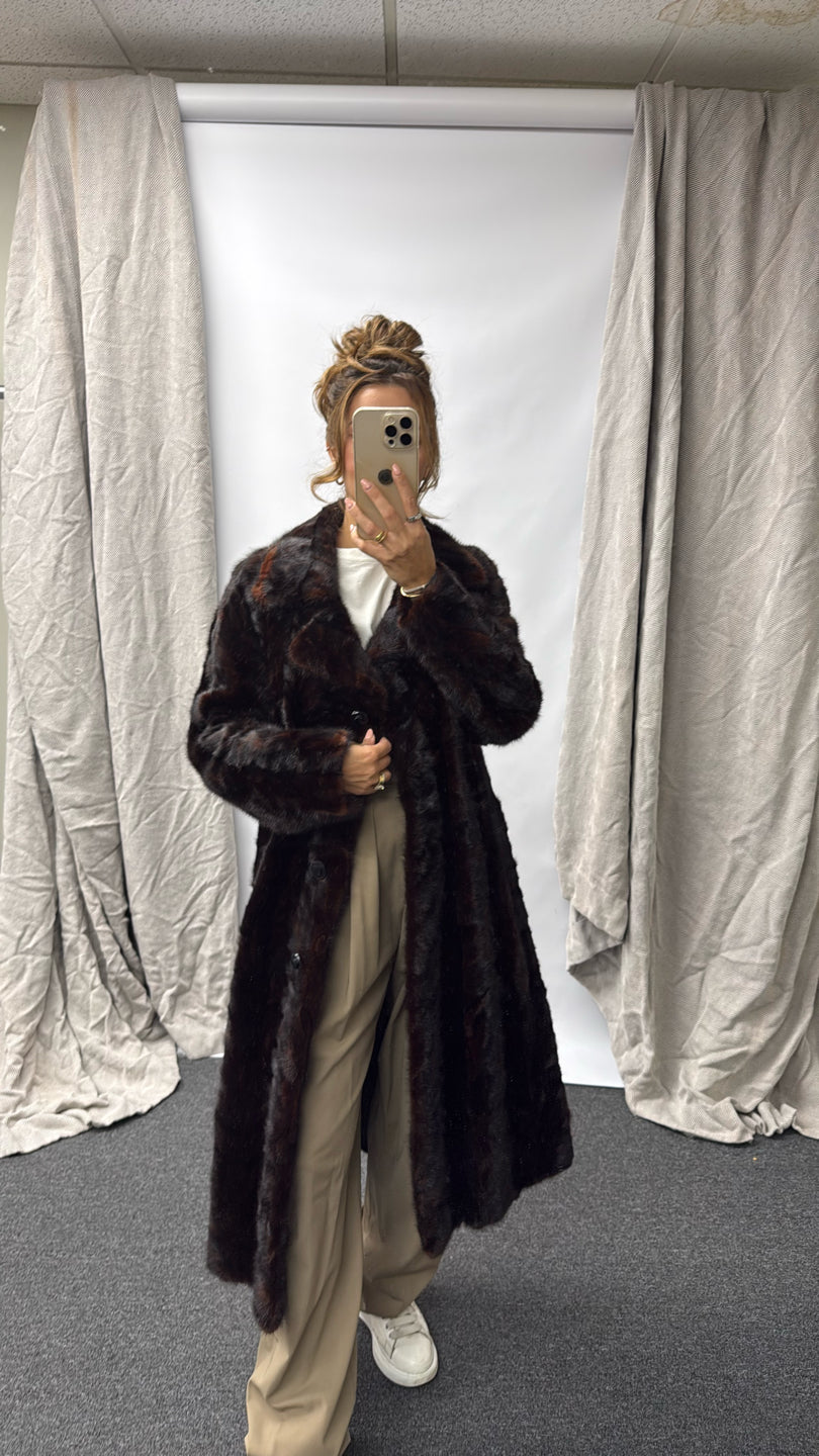 NATURAL RANCH MINK PIECES COAT Brown