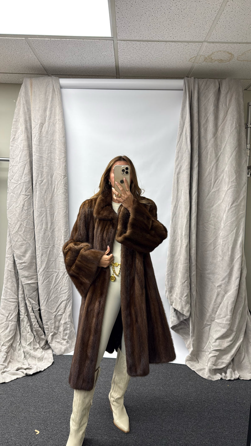 NATURAL LUNARAINE MINK COAT Brown