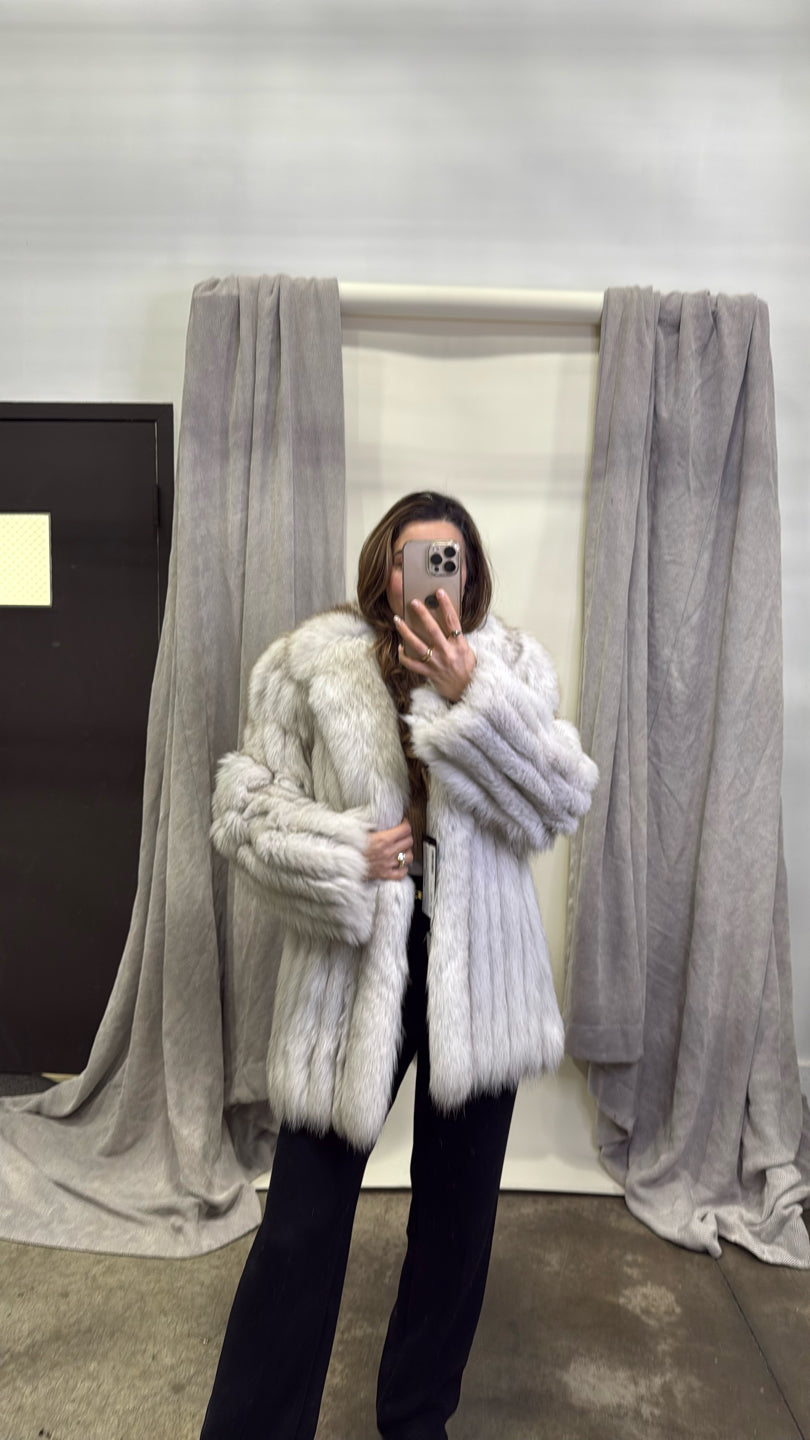 Blush Dyed Fox Jacket - White/Beige GM16041908282