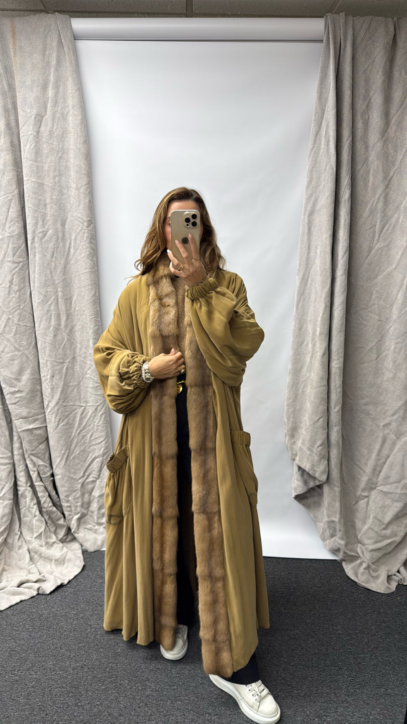 MUSTARD SILK FENDI WITH SQUIRREL COAT Silk