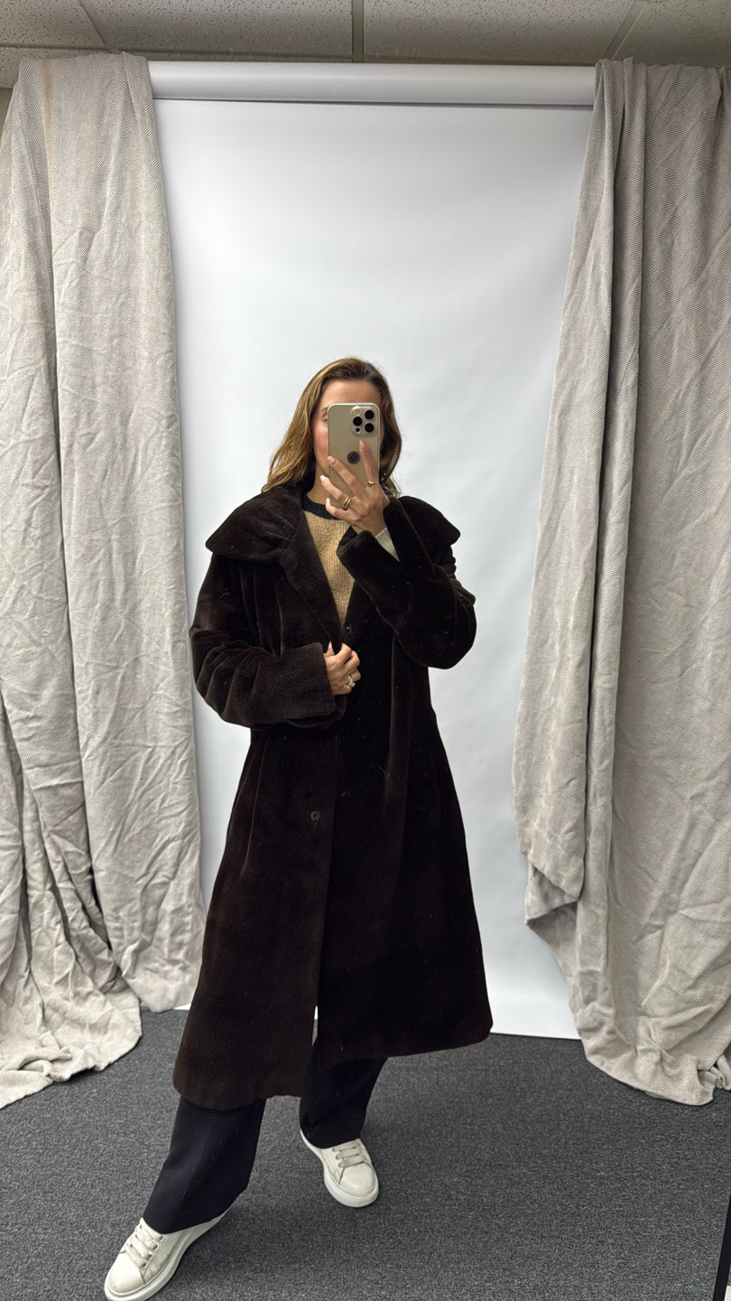 BROWN SHEARED MINK SHORT COAT Brown