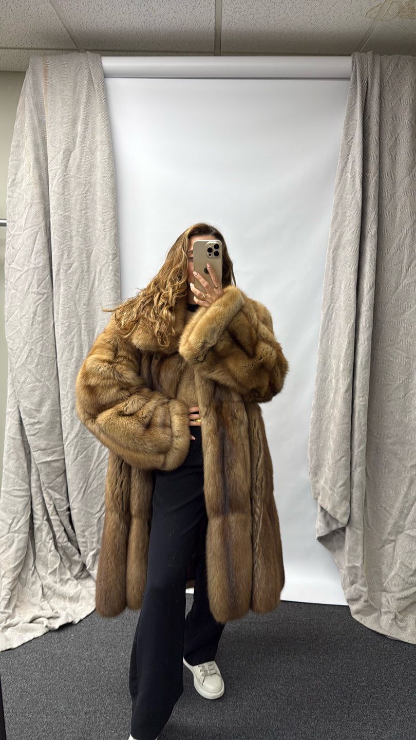 NATURAL GOLDEN SABLE COAT Brown