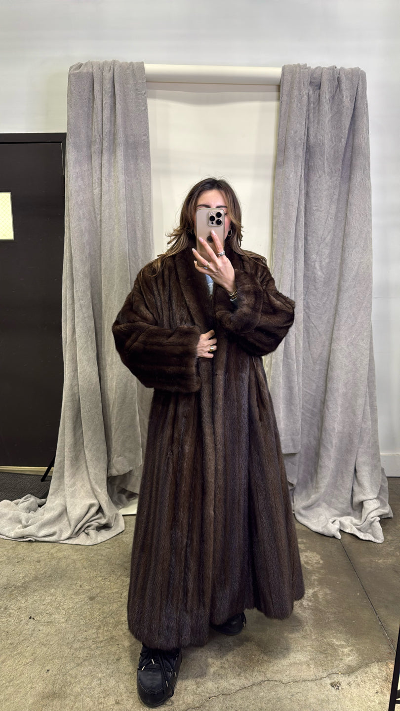 Natural Mahogany Mink Coat - Brown GM17032121105