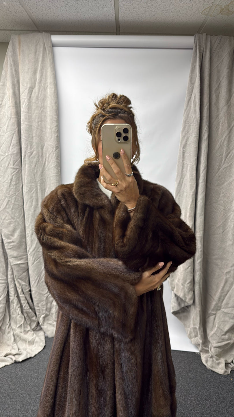 NATURAL LUNARAINE MINK COAT Brown