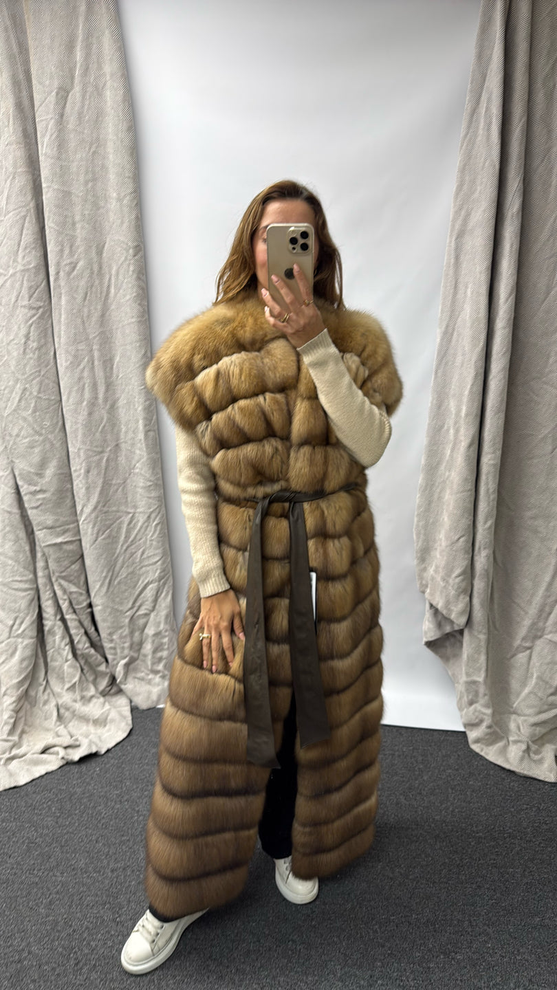 Longline Golden Sable Vest w/ Leather Belt Cheetah
