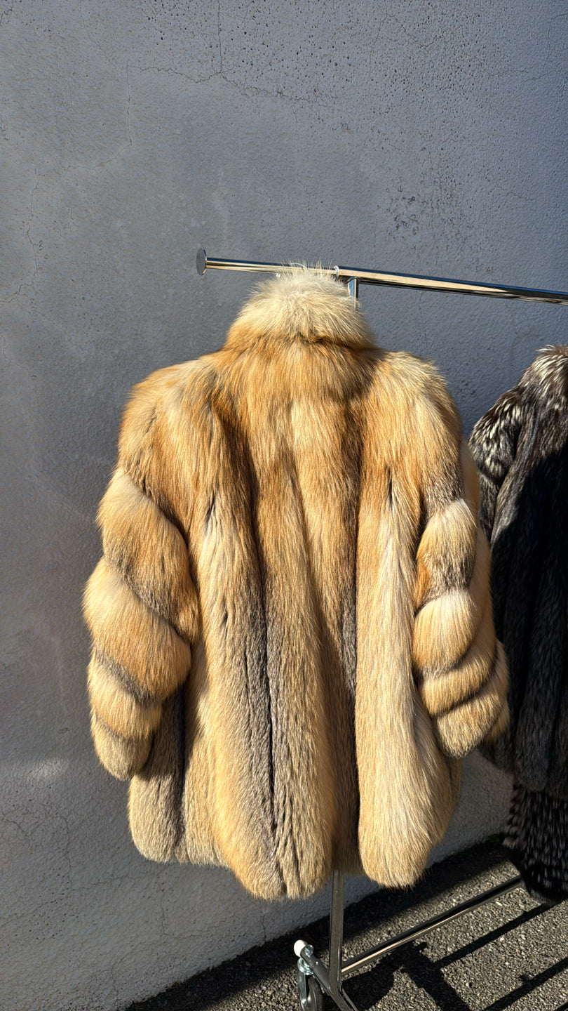 RARE Golden Island Directional Shawl Short Fur Golden