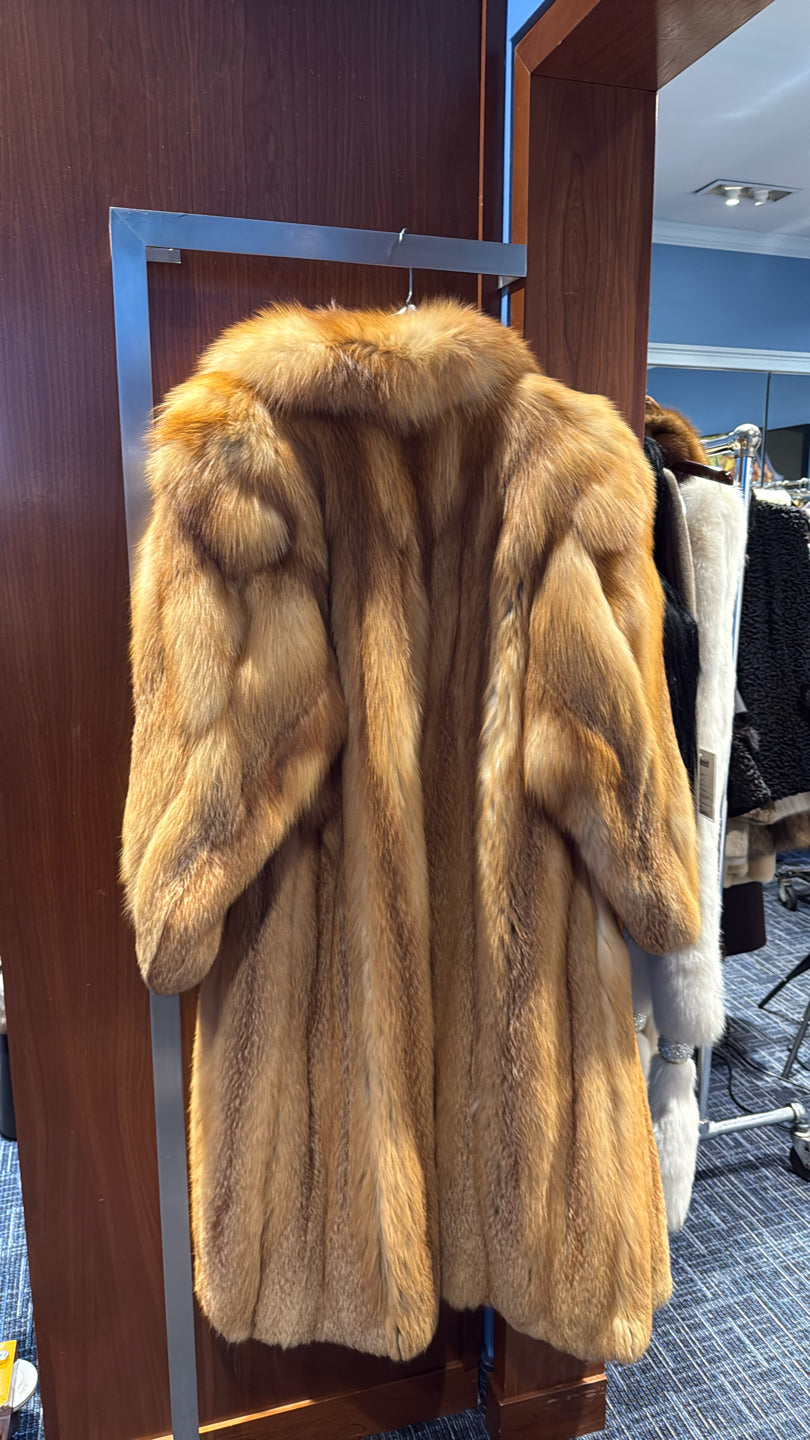 Special Australian Cherry Red Fox Shawl Full Length Fur Red