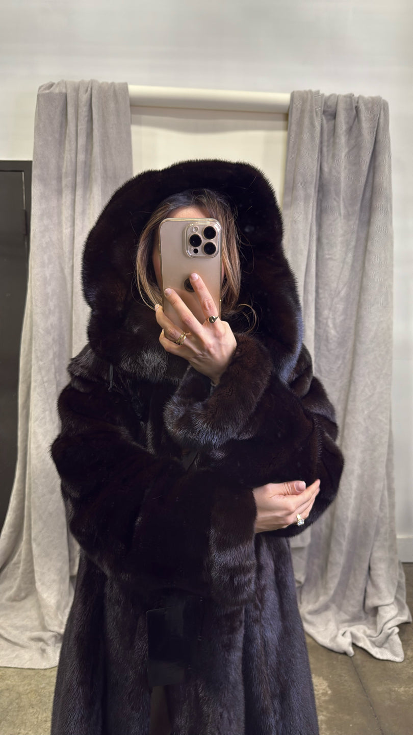 RANCH MINK SKIN ON SKIN SHORT COAT REVERSIBLE TO SILK Black