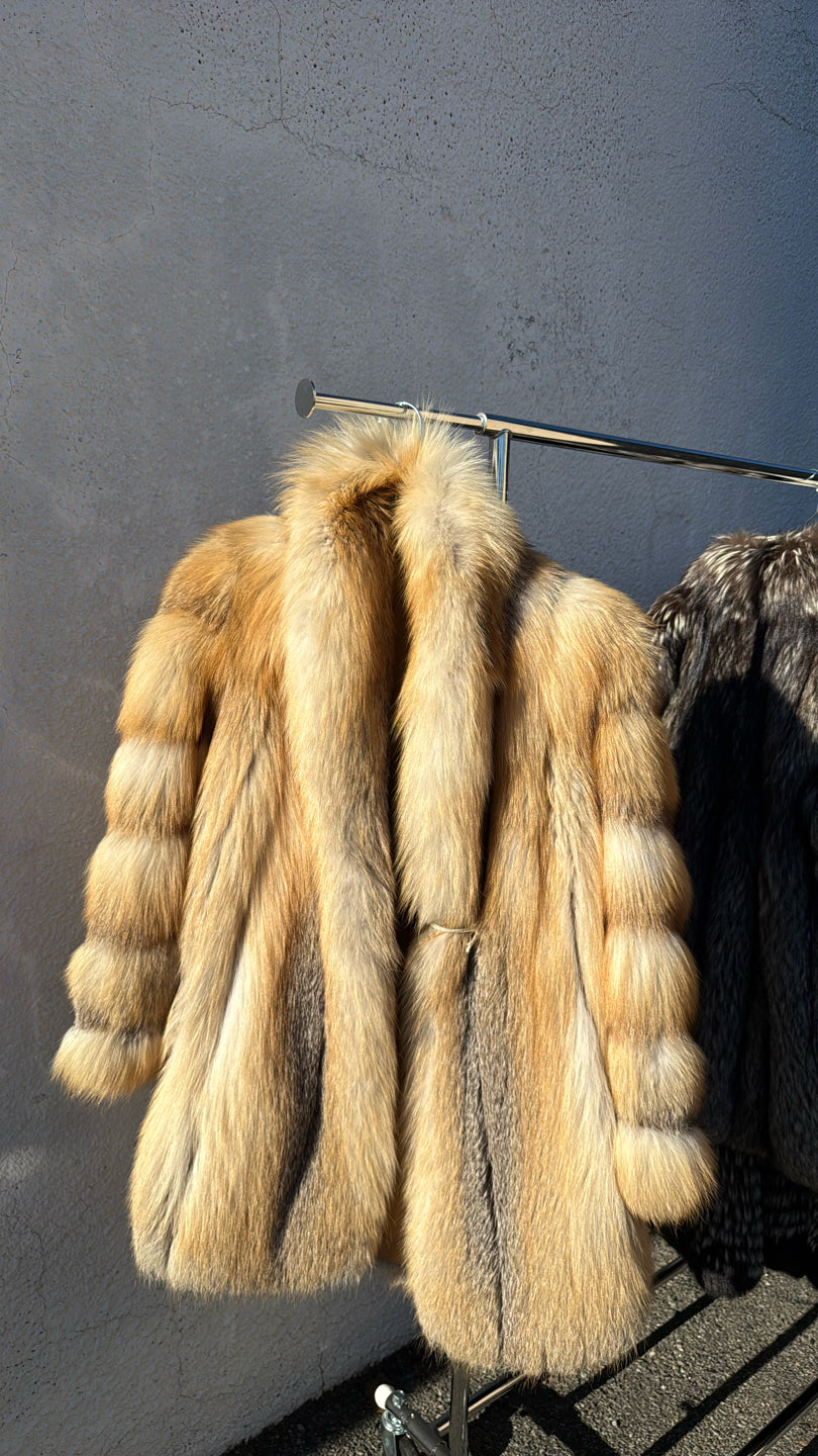 RARE Golden Island Directional Shawl Short Fur Golden