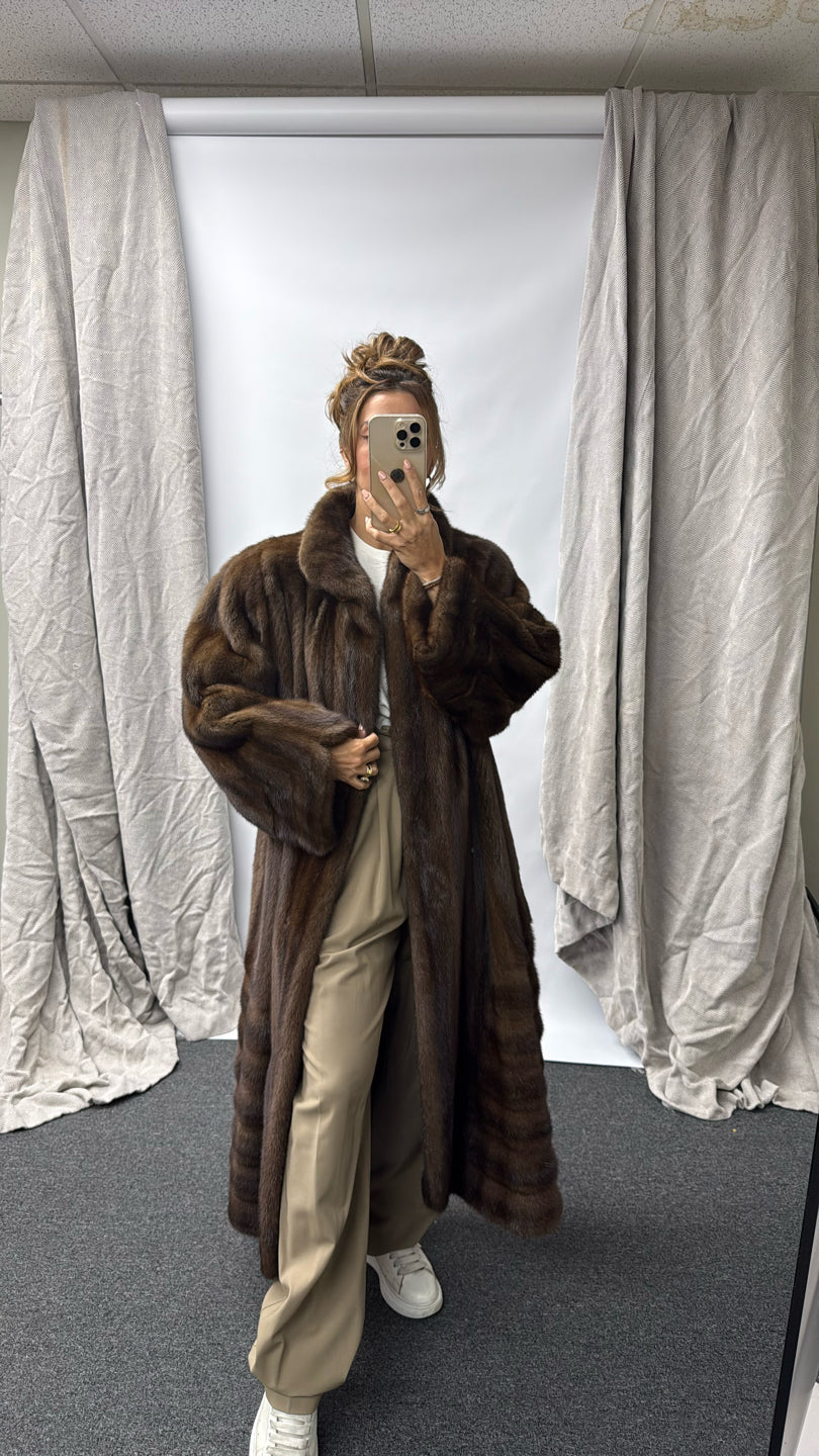 NATURAL LUNARAINE MINK COAT Brown