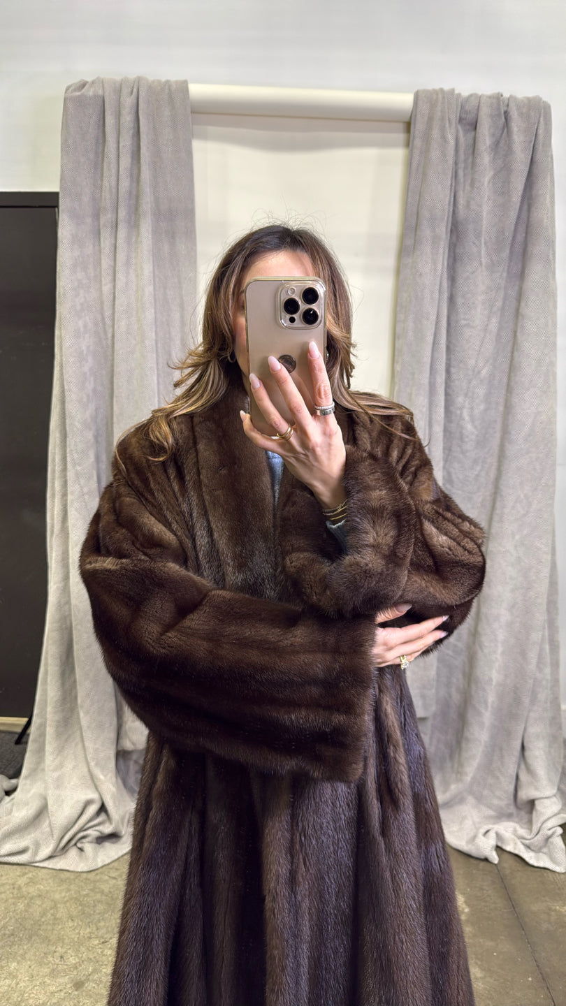 Natural Mahogany Mink Coat - Brown GM17032121105