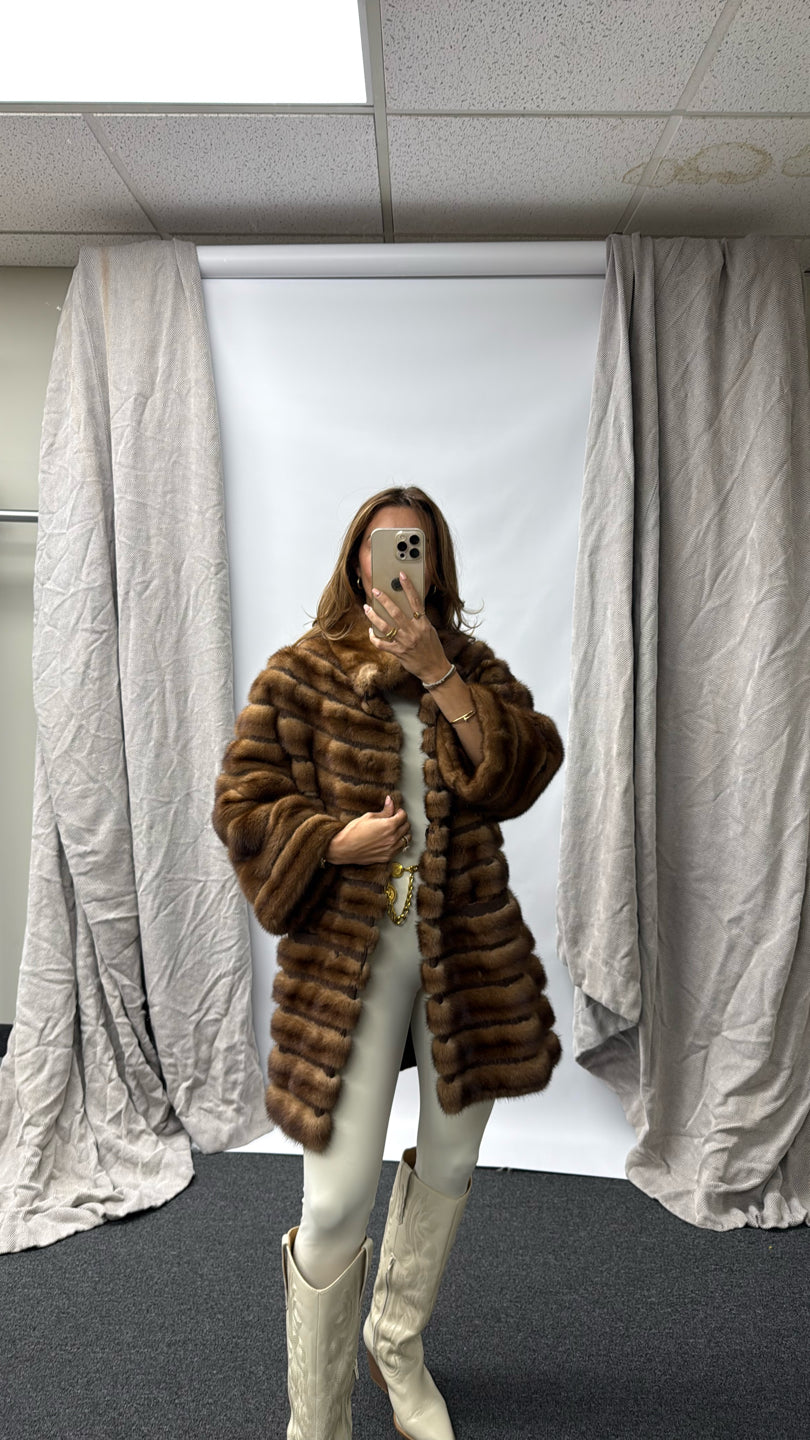 REVERSIBLE WILD TYPE MINK JACKET & SUEDE INSERTS Brown