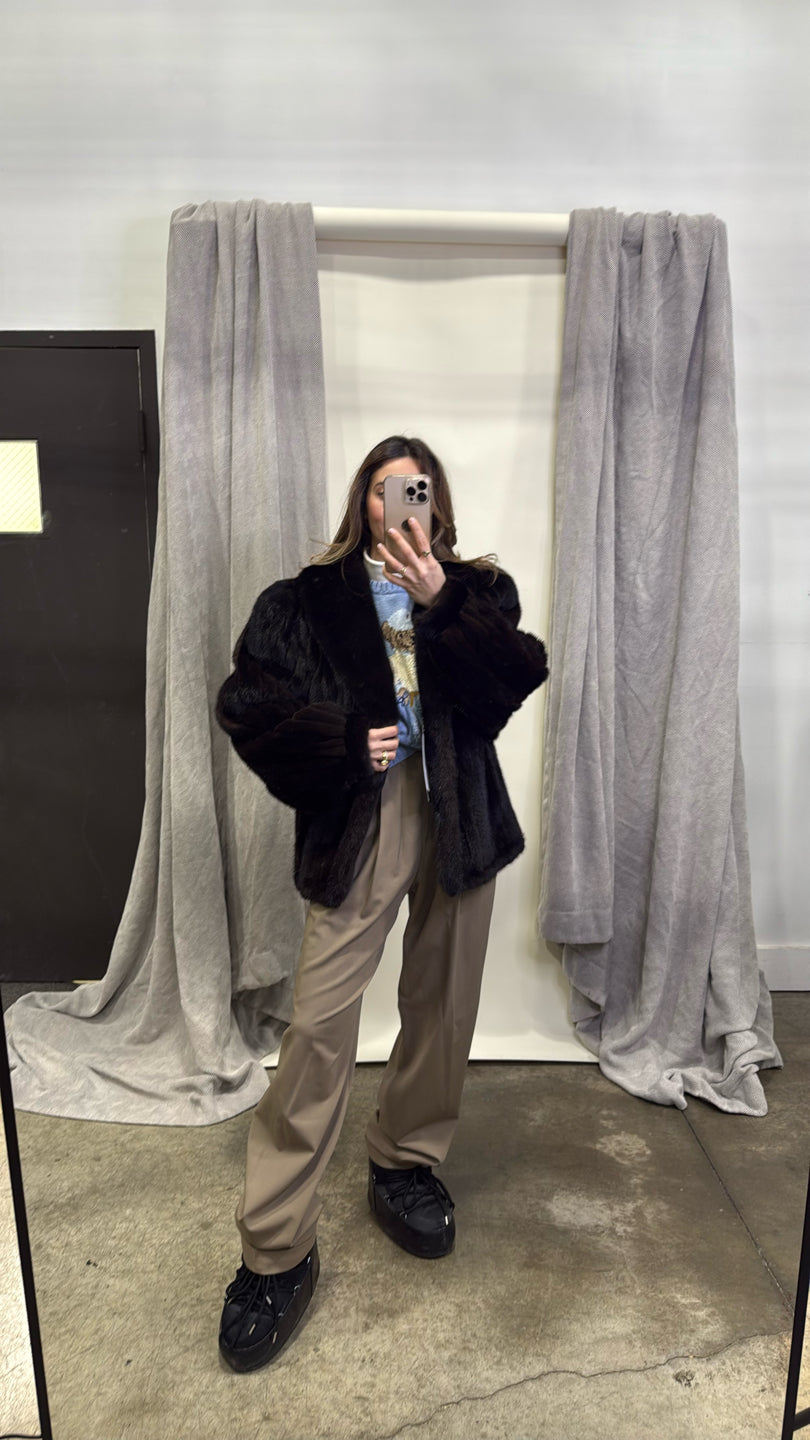 CORDED RANCH MINK JACKET Black