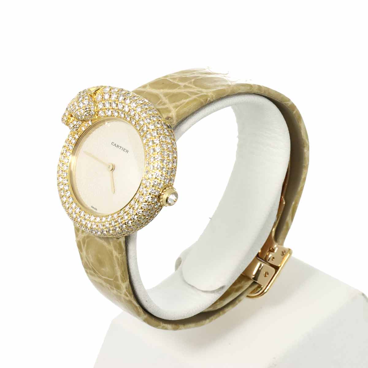 PURPOSE Cartier Panthere 1925 WF317551 Women's Watch with Genuine Diamond Bezel, Ivory, 18K Yellow Gold, Quartz Movement, Item Number 90290647
