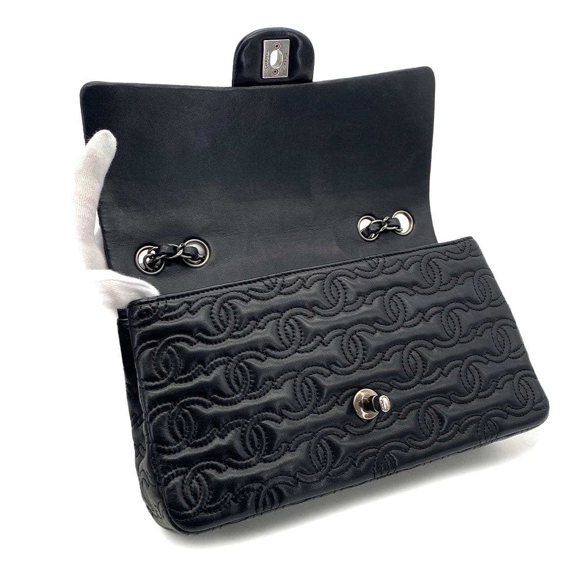 PURPOSE CHANEL COCOMARK CHAIN SHOULDER BAG BLACK LEATHER 90304185