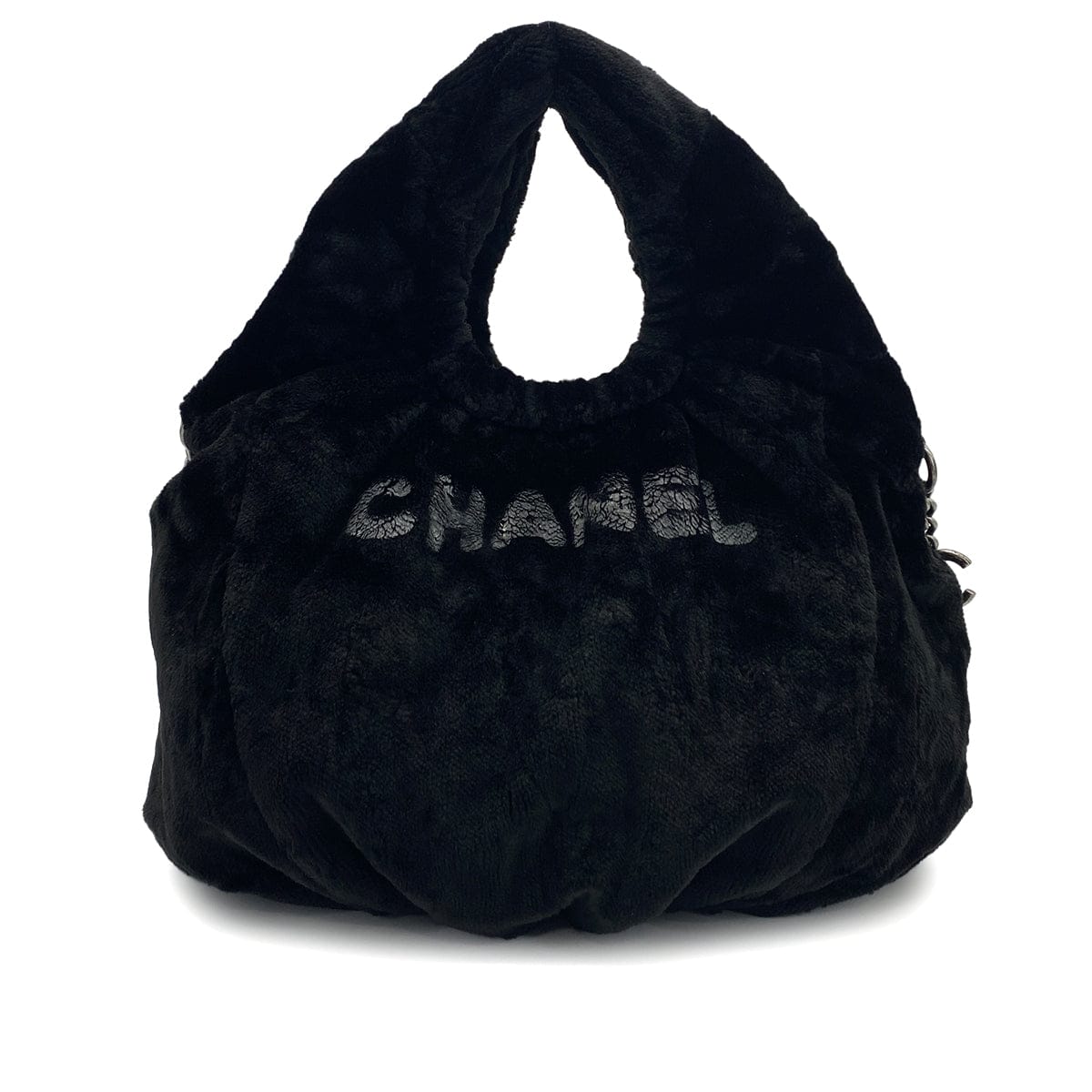 PURPOSE CHANEL FAUX FUR 2WAY CHAIN HAND SHOULDER BAG BLACK 90325640