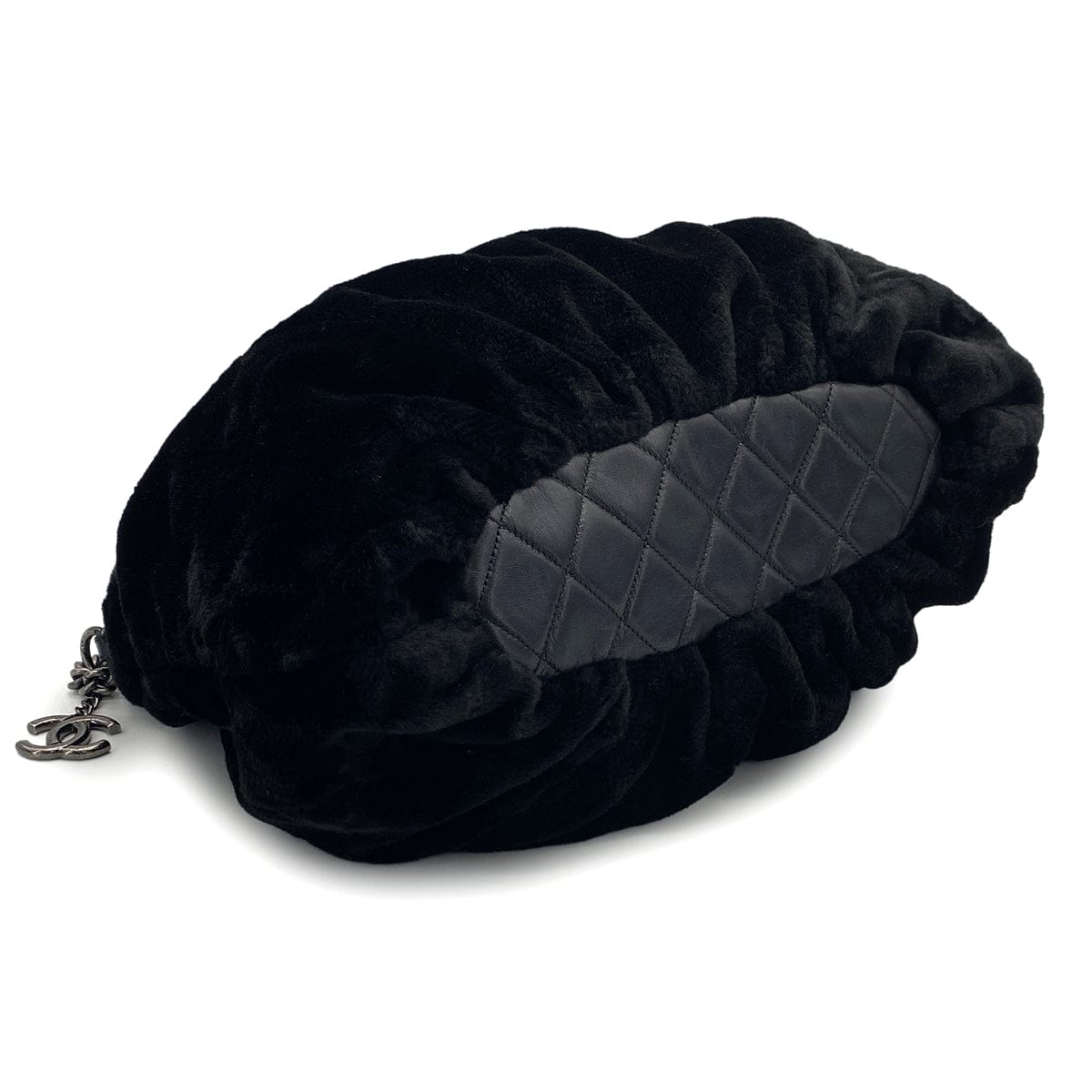 PURPOSE CHANEL FAUX FUR 2WAY CHAIN HAND SHOULDER BAG BLACK 90325640