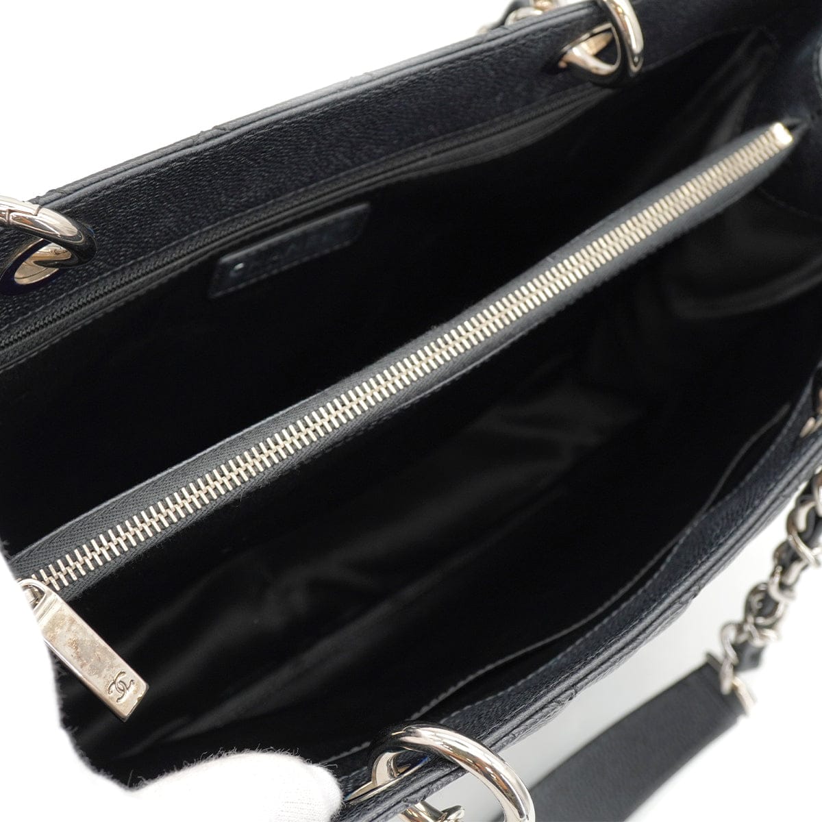 PURPOSE CHANEL GST TOTE BAG BLACK CAVIAR SKIN SILVER HARDWARE 90326860