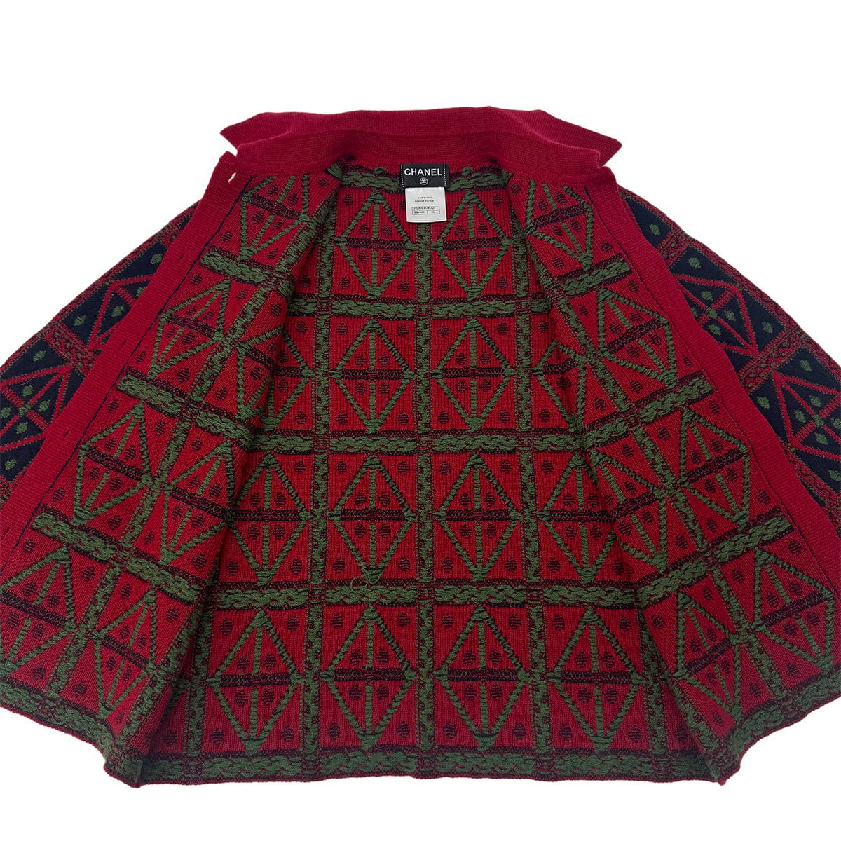 PURPOSE CHANEL KNIT JACKET PATTERNED ALL-OVER RED CASHMERE 40 P52 RTW 90292111