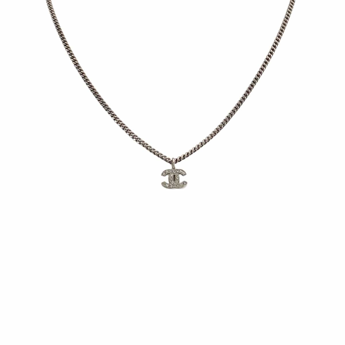 PURPOSE CHANEL NECKLACE COCOMARK RHINESTONE SILVER ACCESSORY D11C 90326874