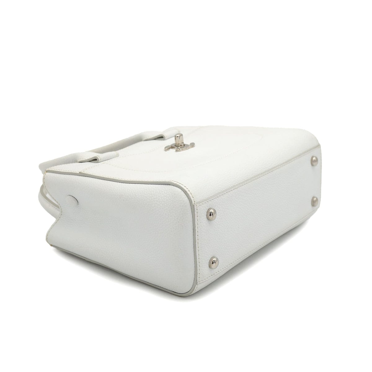 PURPOSE CHANEL NEO EXECUTIVE TOTE SHOULDER BAG WHITE LEATHER SILVER HARDWARE 90327109