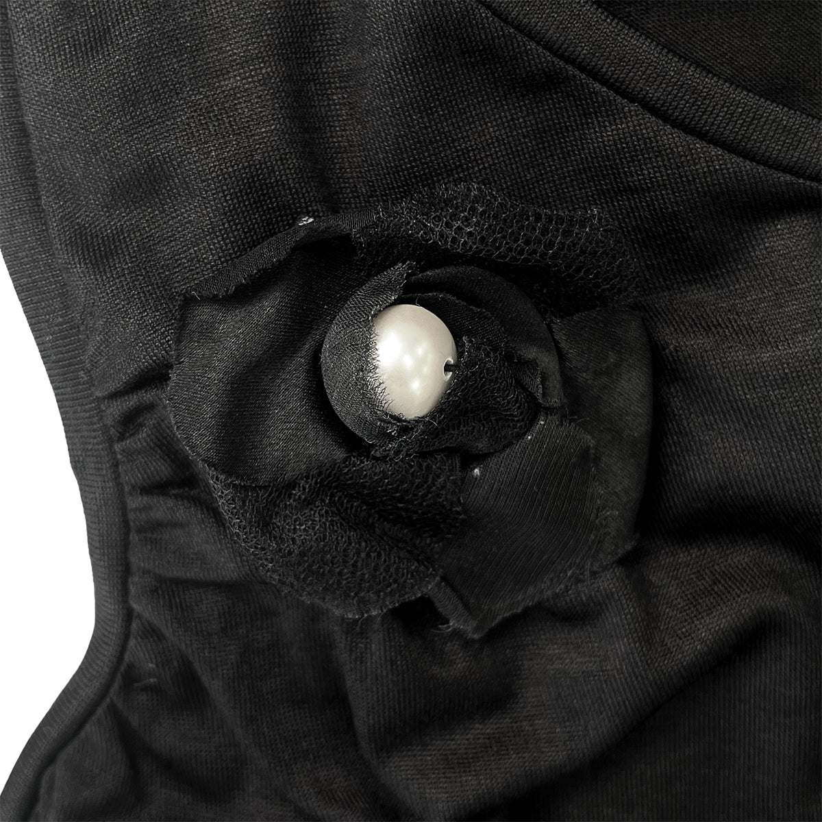 PURPOSE CHANEL SLEEVELESS TOPS CAMELLIA COCOMARK BLACK SILK 38 P58 RTW 90284010