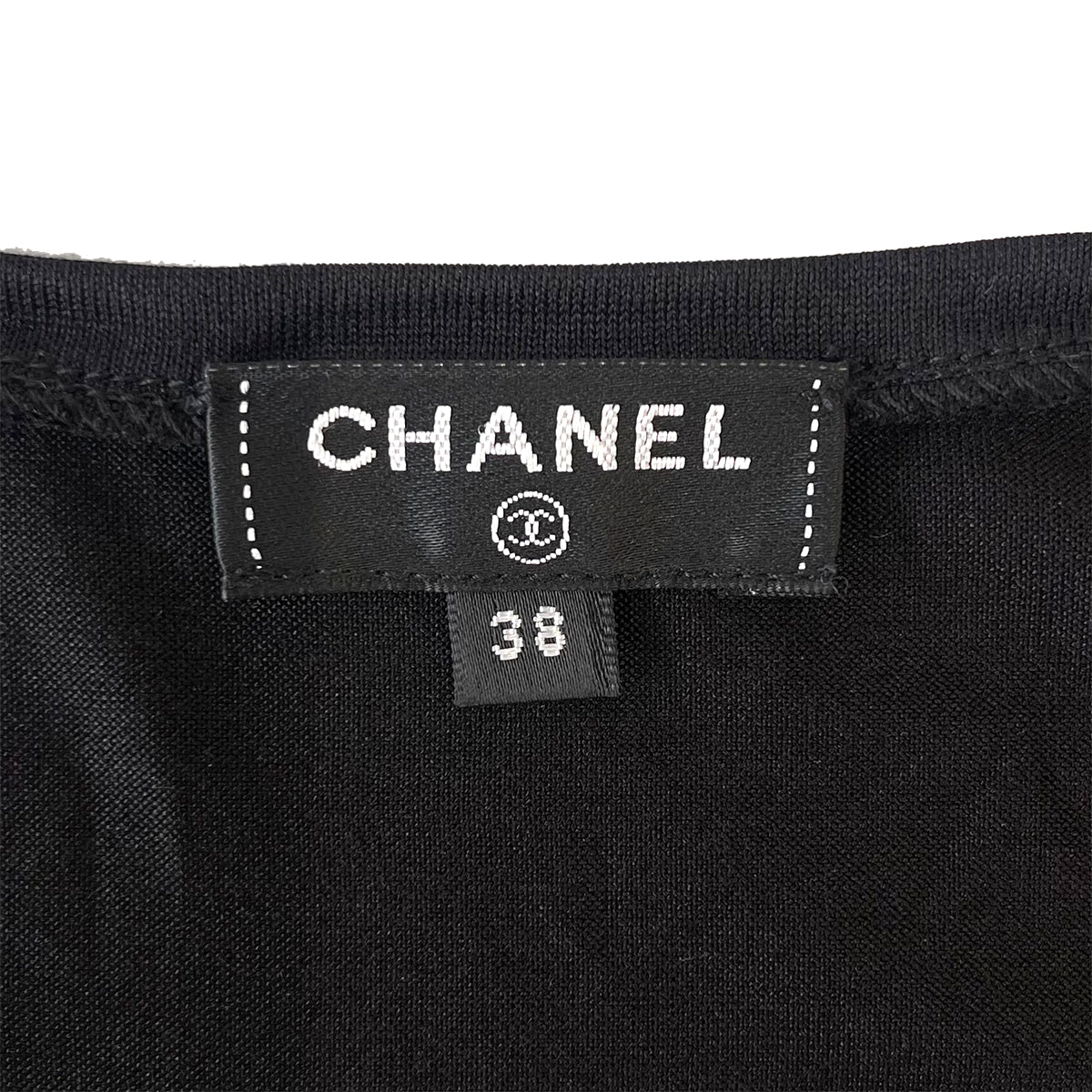 PURPOSE CHANEL SLEEVELESS TOPS CAMELLIA COCOMARK BLACK SILK 38 P58 RTW 90284010