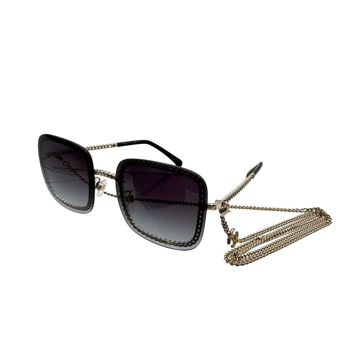 PURPOSE CHANEL SUNGLASSES COCOMARK CHAIN MOTIF BLACK GOLD EYEWEAR 90324448
