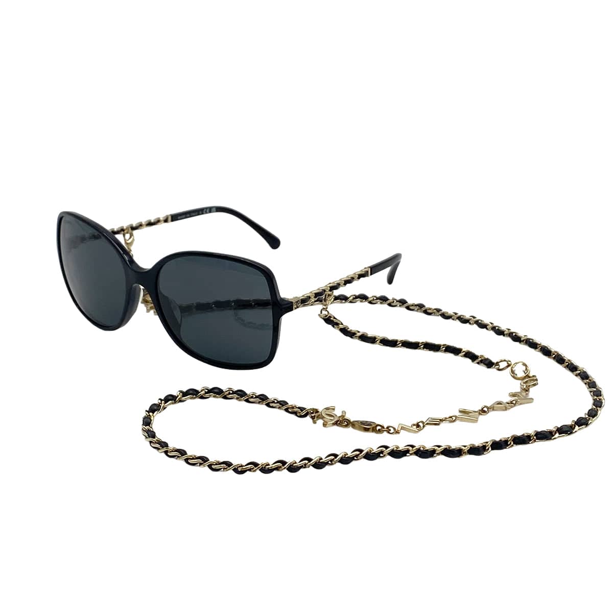 PURPOSE CHANEL SUNGLASSES COCOMARK LOGO ICON MOTIF CHAIN BLACK GOLD EYEWEAR 90328031