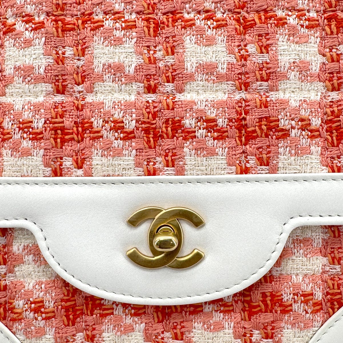 PURPOSE CHANEL VINTAGE CHOCOLATE BAR CHAIN SHOULDER BAG ORANGE TWEED 90289068