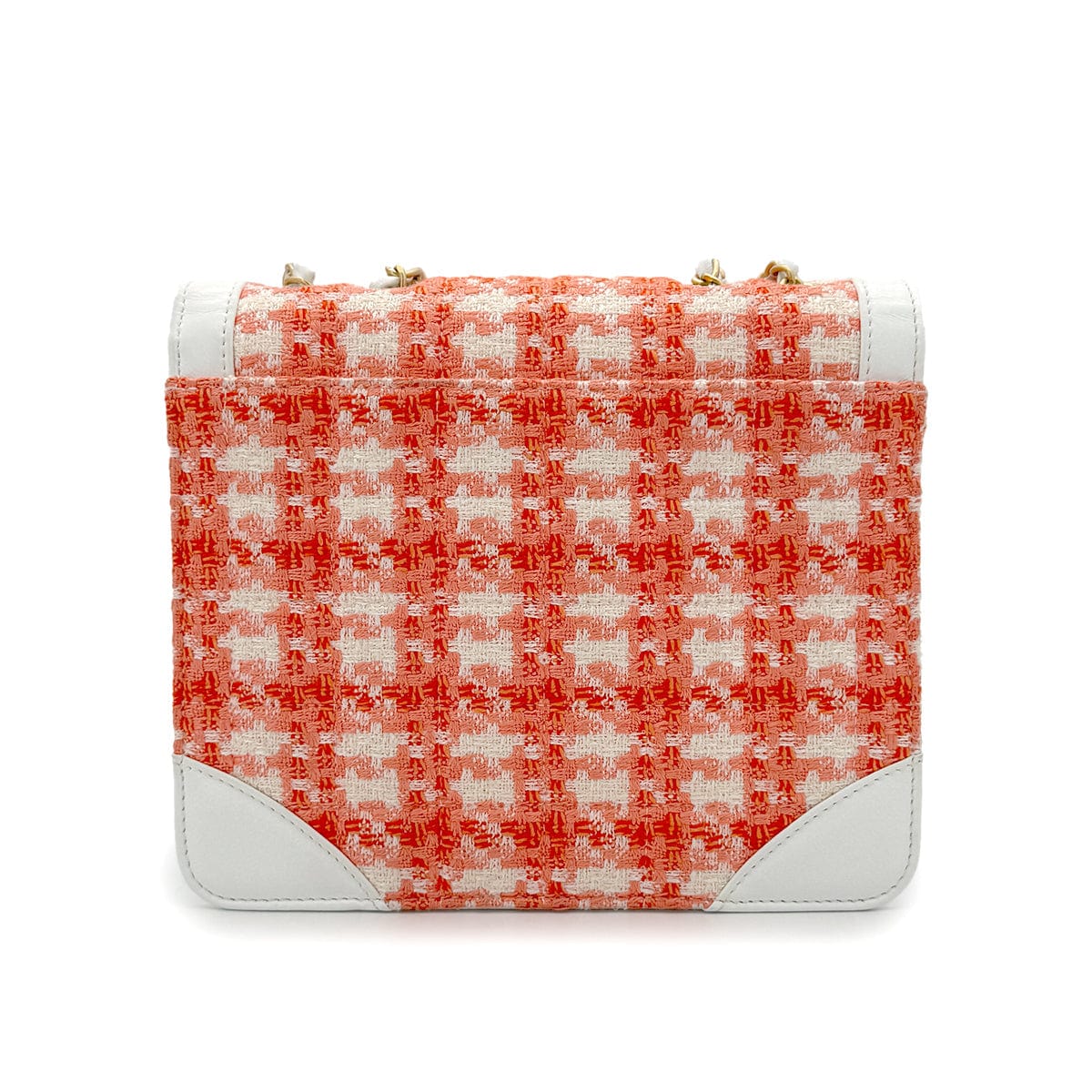 PURPOSE CHANEL VINTAGE CHOCOLATE BAR CHAIN SHOULDER BAG ORANGE TWEED 90289068