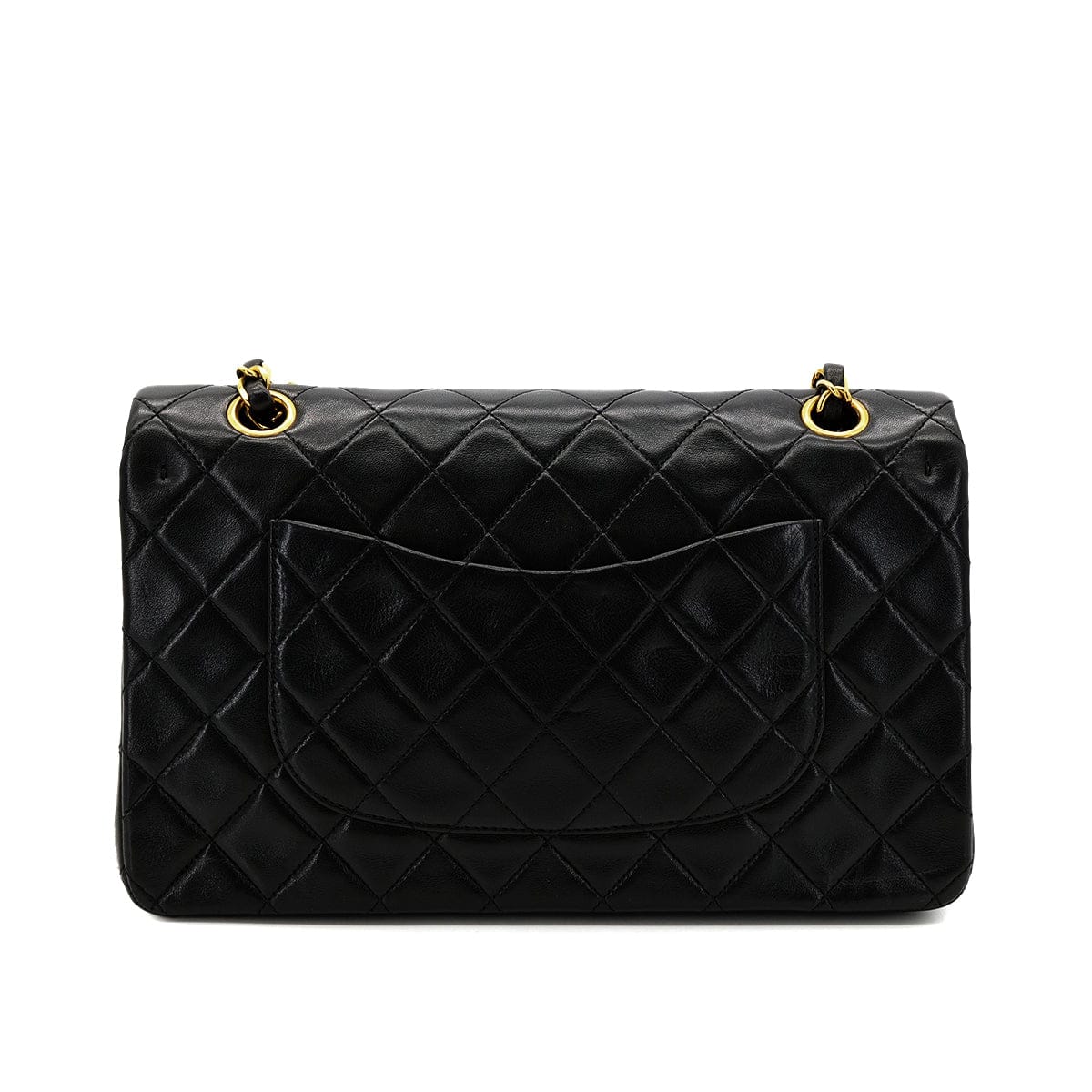 PURPOSE CHANEL VINTAGE CLASSIC FLAP MEDIUM CHAIN SHOULDER BAG BLACK LAMB SKIN 90305115