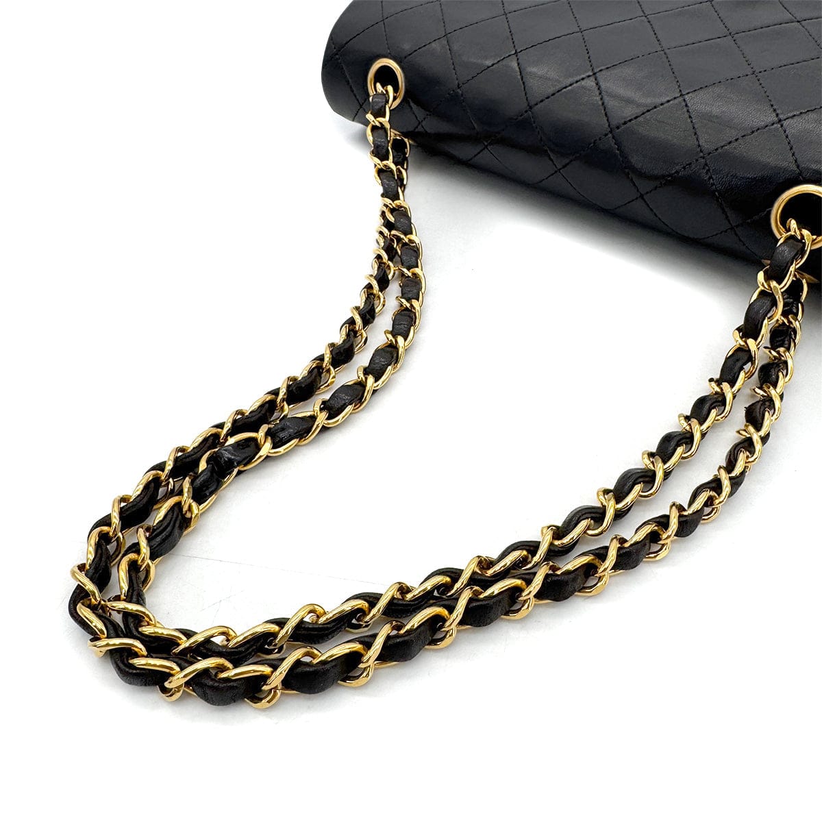PURPOSE CHANEL VINTAGE CLASSIC FLAP MEDIUM CHAIN SHOULDER BAG BLACK LAMB SKIN 90305119