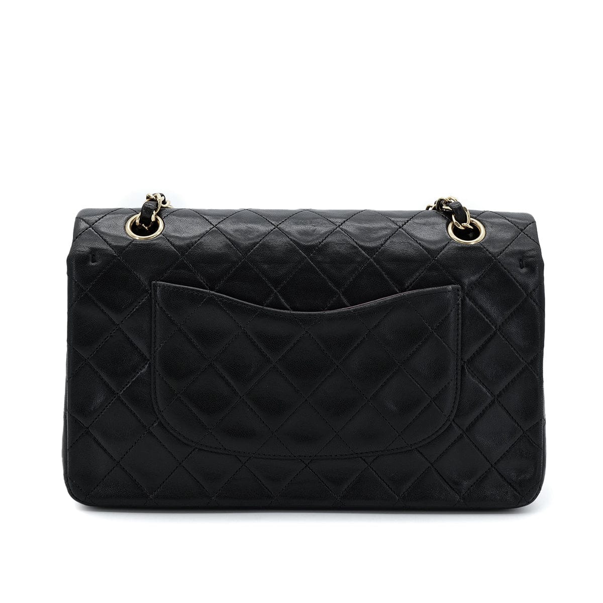 PURPOSE CHANEL VINTAGE CLASSIC FLAP MEDIUM CHAIN SHOULDER BAG BLACK LAMB SKIN 90305119