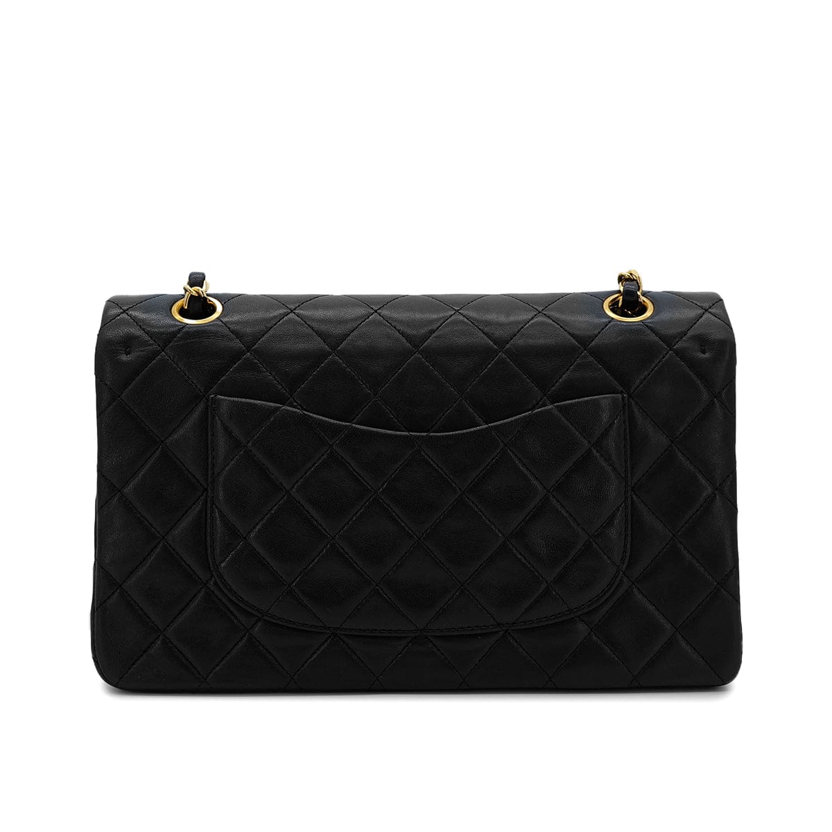PURPOSE CHANEL VINTAGE CLASSIC FLAP MEDIUM CHAIN SHOULDER BAG BLACK LAMB SKIN 90305121