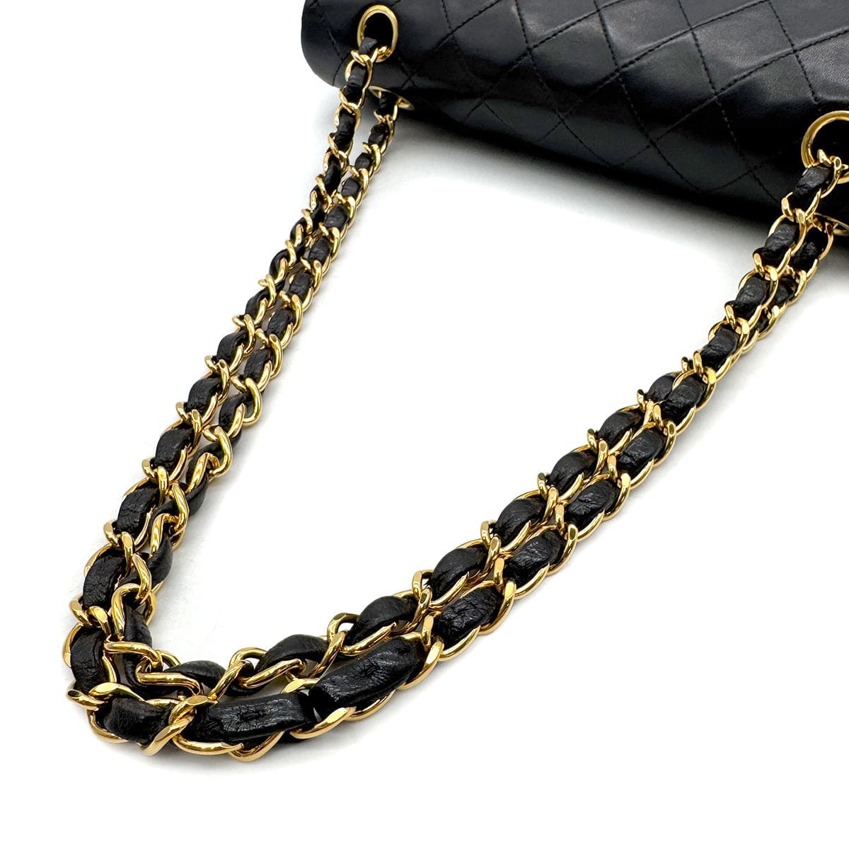 PURPOSE CHANEL VINTAGE CLASSIC FLAP MEDIUM CHAIN SHOULDER BAG BLACK LAMB SKIN 90305467