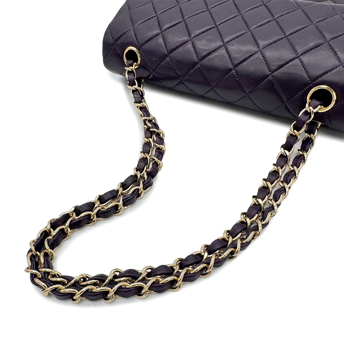 PURPOSE CHANEL VINTAGE CLASSIC FLAP MEDIUM CHAIN SHOULDER BAG PURPLE LAMB SKIN 90294197