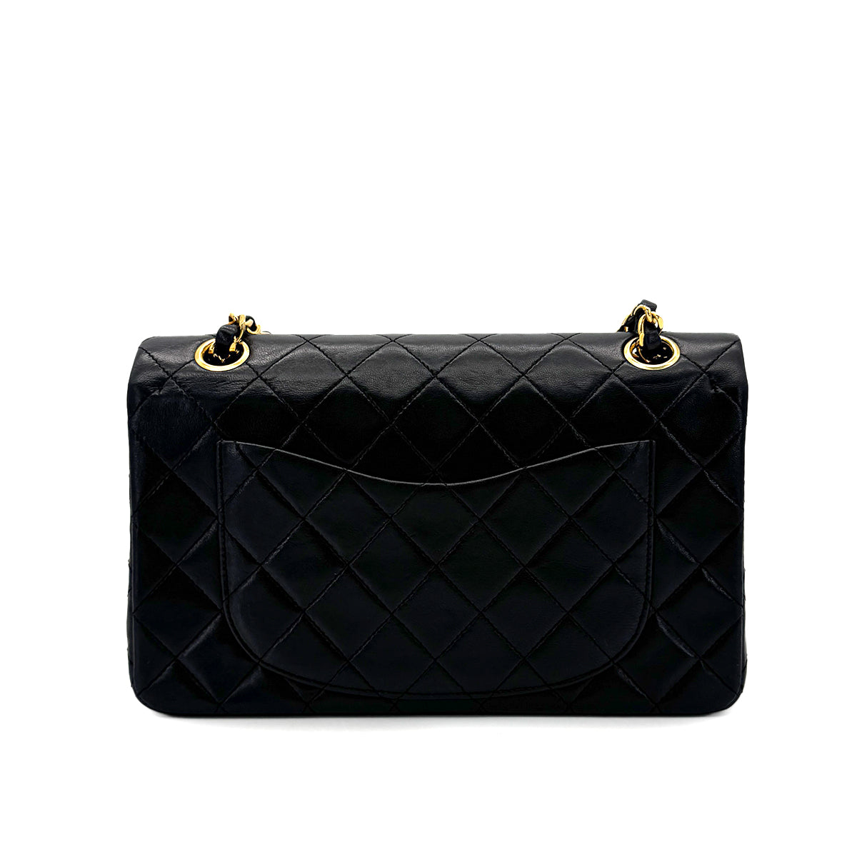 PURPOSE CHANEL VINTAGE CLASSIC FLAP SMALL CHAIN SHOULDER BAG BLACK LAMB SKIN 90287889