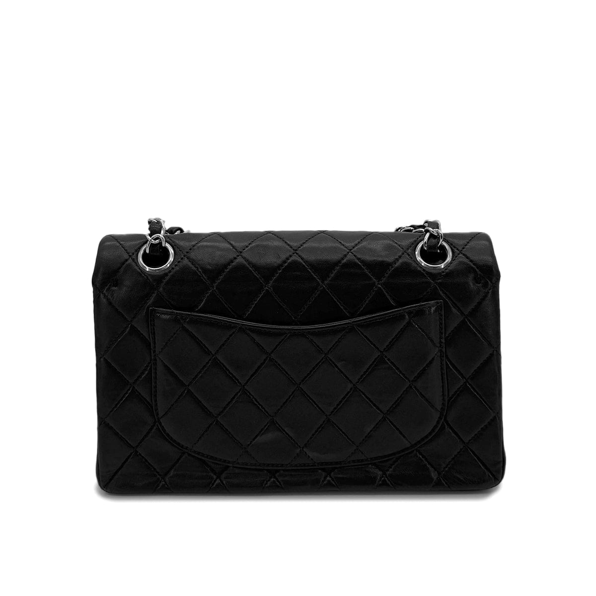 PURPOSE CHANEL VINTAGE CLASSIC FLAP SMALL CHAIN SHOULDER BAG BLACK LAMB SKIN 90288002