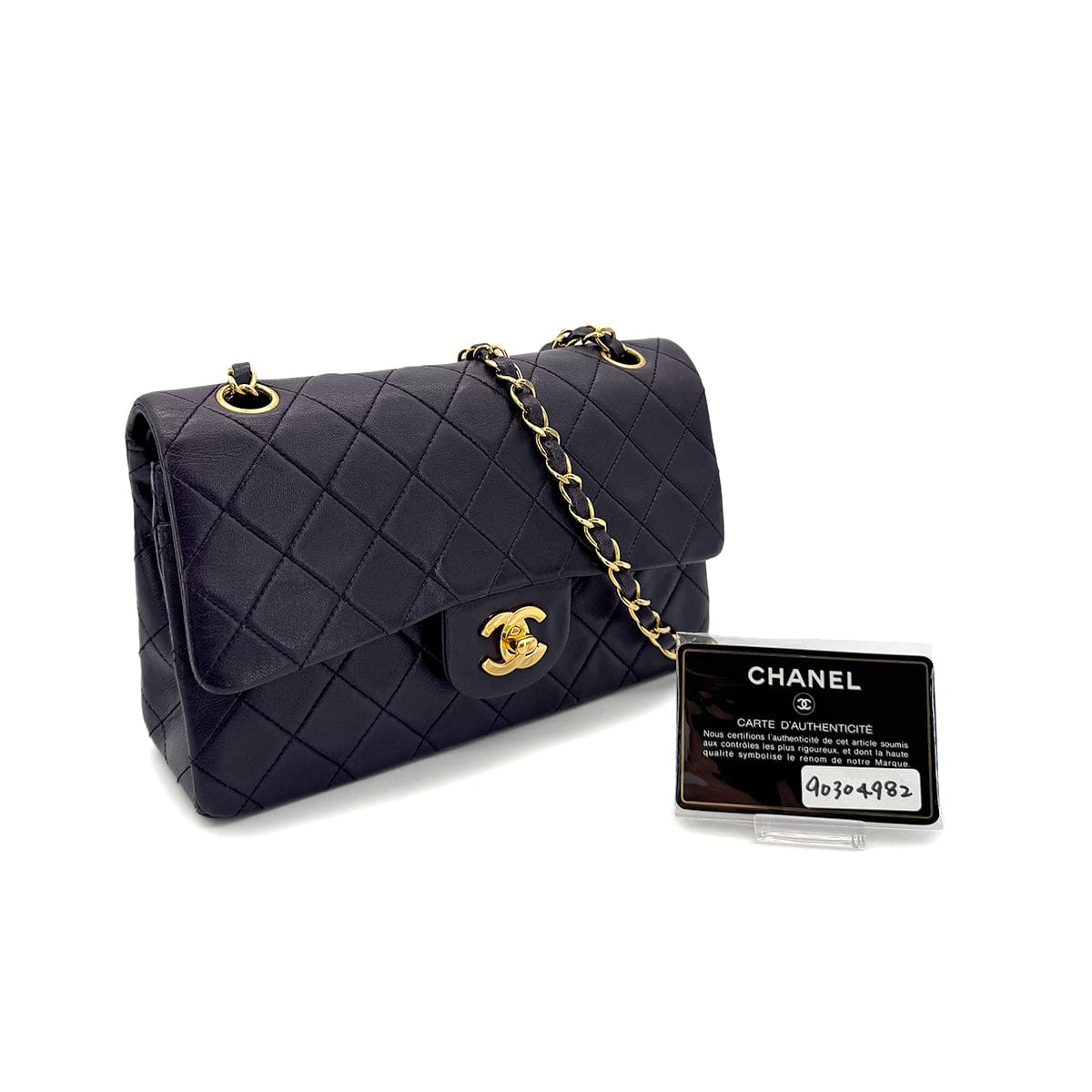 PURPOSE CHANEL VINTAGE CLASSIC FLAP SMALL CHAIN SHOULDER BAG PURPLE LAMB SKIN 90304982